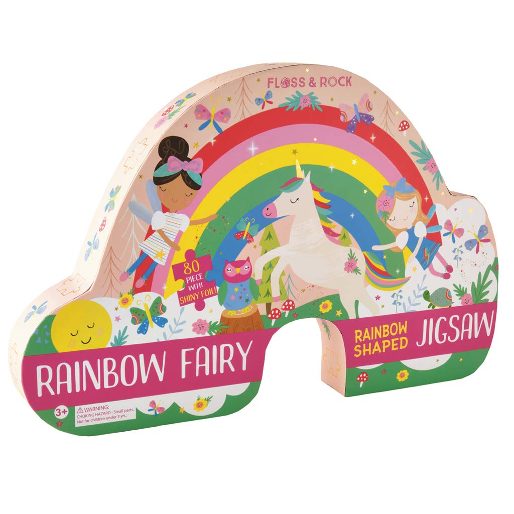Puzzle en forme de fée arc-en-ciel Floss & Rock 40P3602 de 80 pièces avec boîte en forme