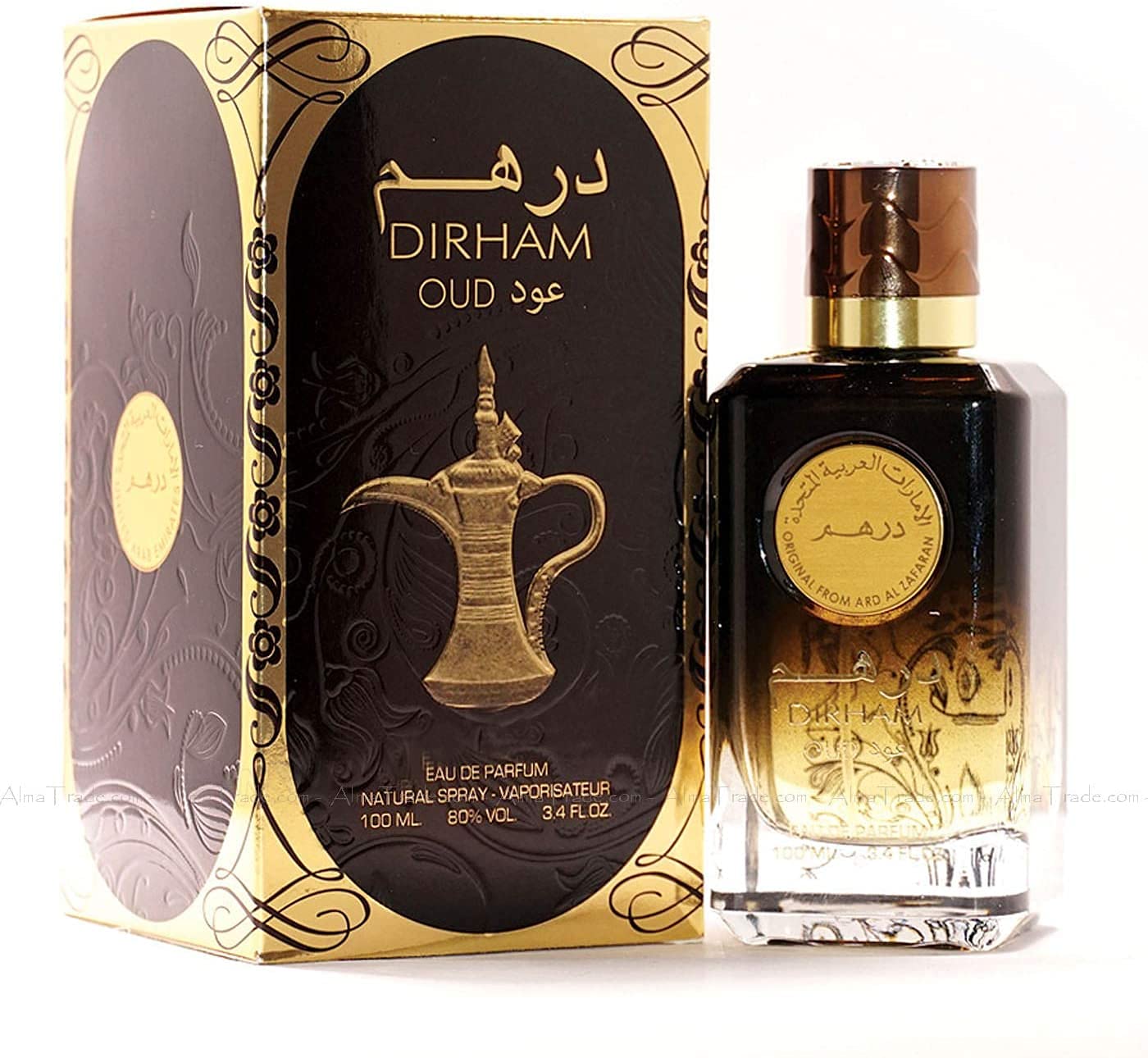 Ard Al Zaafaran Dirham Oud Eau De Parfum Spray for Unisex, 3.4 Fl Oz (100 ml)