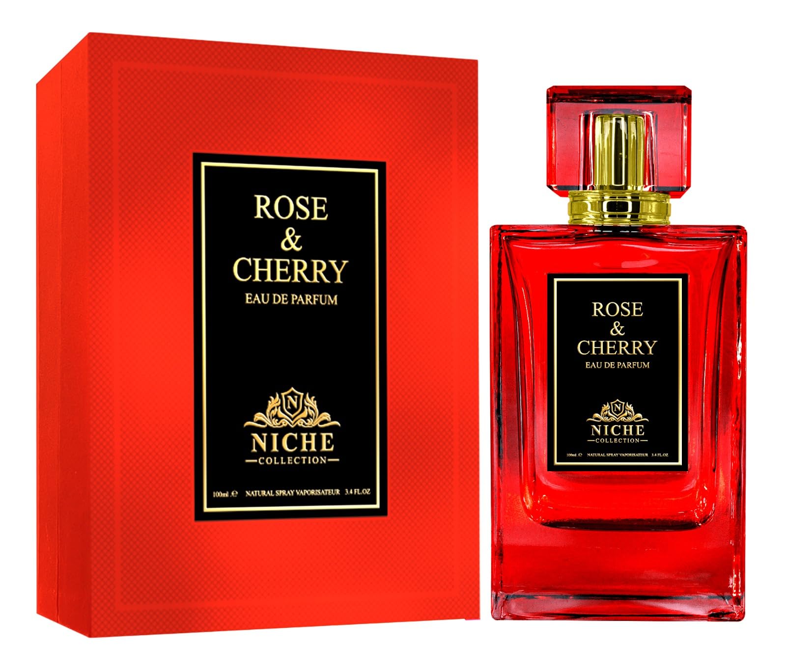 Khalis Rose & Cherry Niche Collection Eau de Parfum for Women, Floral Fruity Fragrance with Rose Cherry Almond and Powdery Notes, 3.4 oz Spray