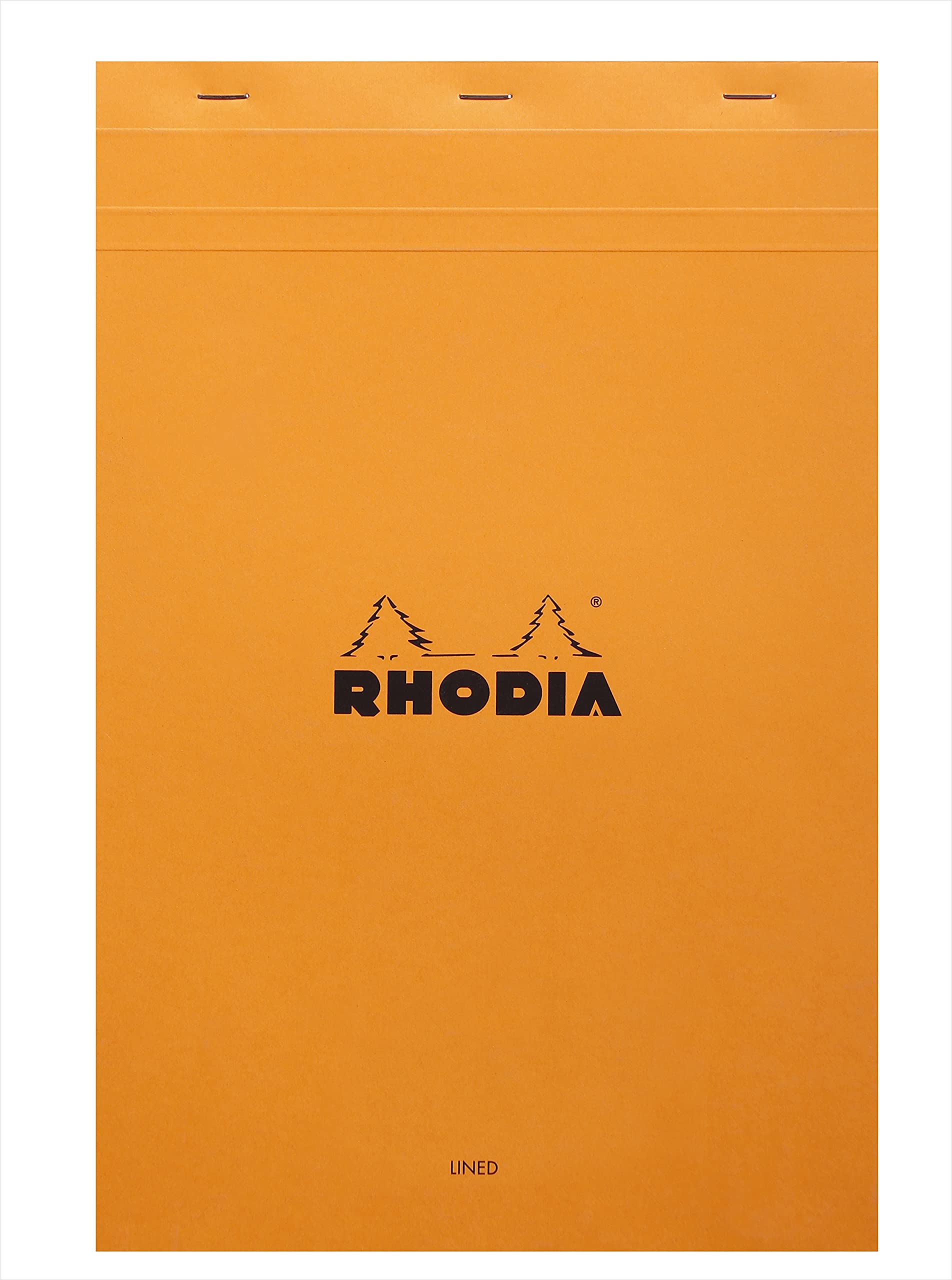 Bloc de notas Rhodia con grapas, rayado y margen, 80 hojas, 8 1/4 x 12 1/2, tapa naranja
