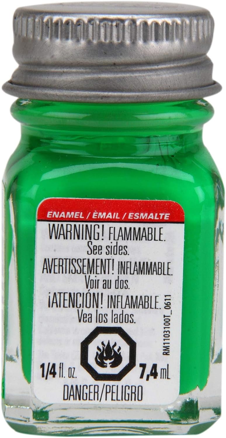 Pintura de esmalte Testors, verde fluorescente, botella de 1/4 oz