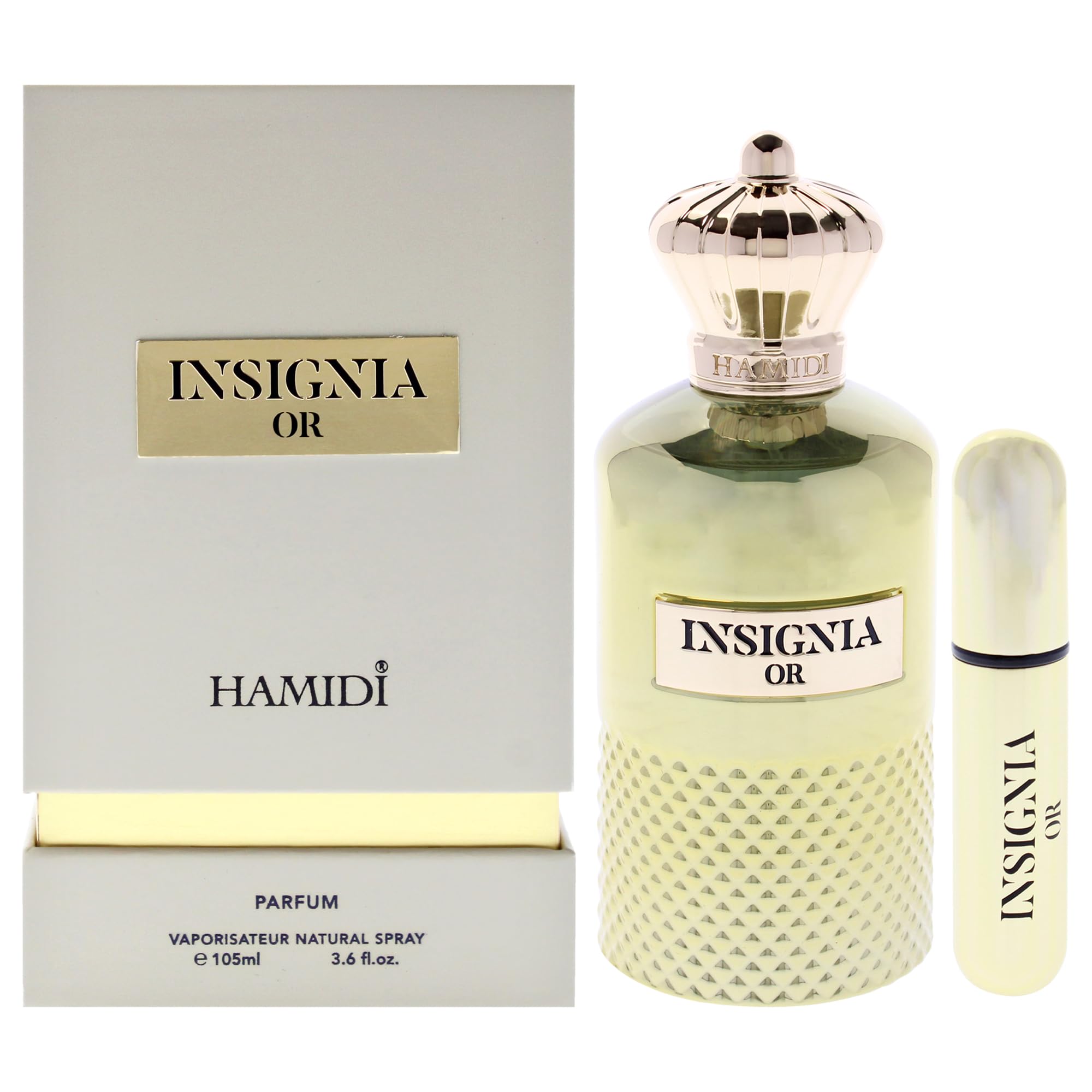 Hamidi Insignia Or Parfum for Men Spicy Woody Leather Oud Fragrance with Saffron and Patchouli 3.6 oz Spray