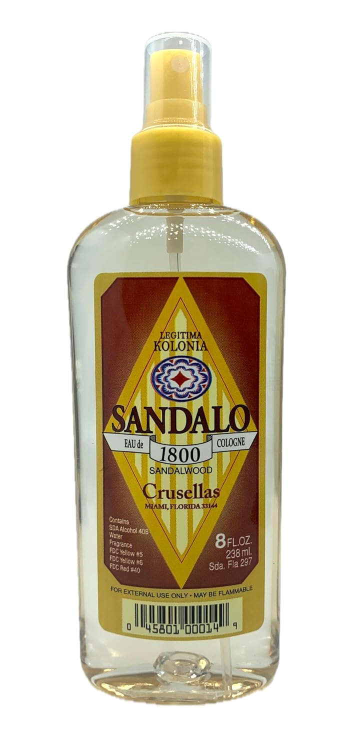 Crusellas Legitima Agua de Kolonia 1800 Sandalwood (Sandalo) Pump Spray Cologne 8 Fl Oz