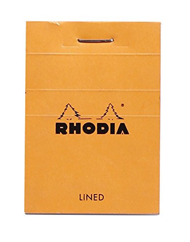 Bloc de notas Rhodia con grapas, con rayas, 80 hojas, 2 x 3, tapa naranja