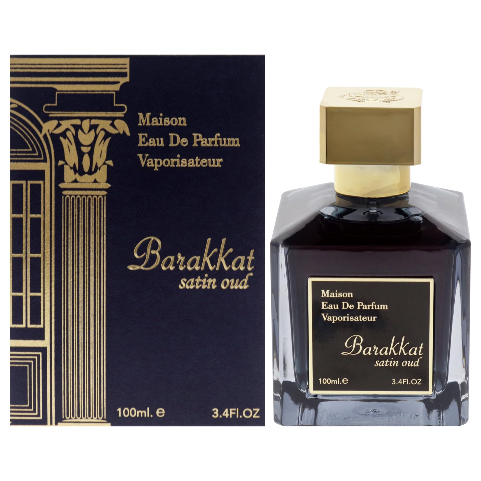 Fragrance World Barakkat Satin Oud Eau de Parfum en spray para unisex, 3,4 onzas líquidas (100 ml)