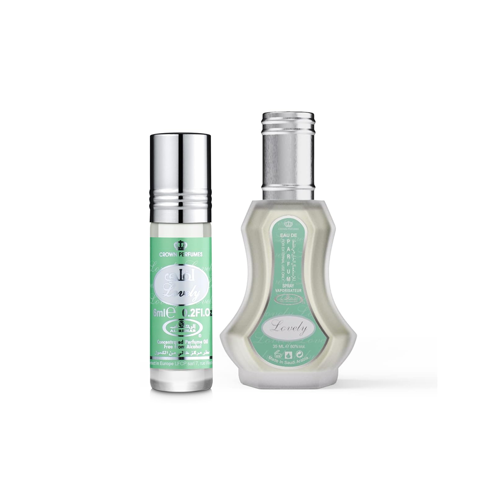 Al Rehab Lovely 2-Piece Set for Unisex (1.18 Oz EDP Spray+0.20 Oz Concentrated Roll On Perfume)