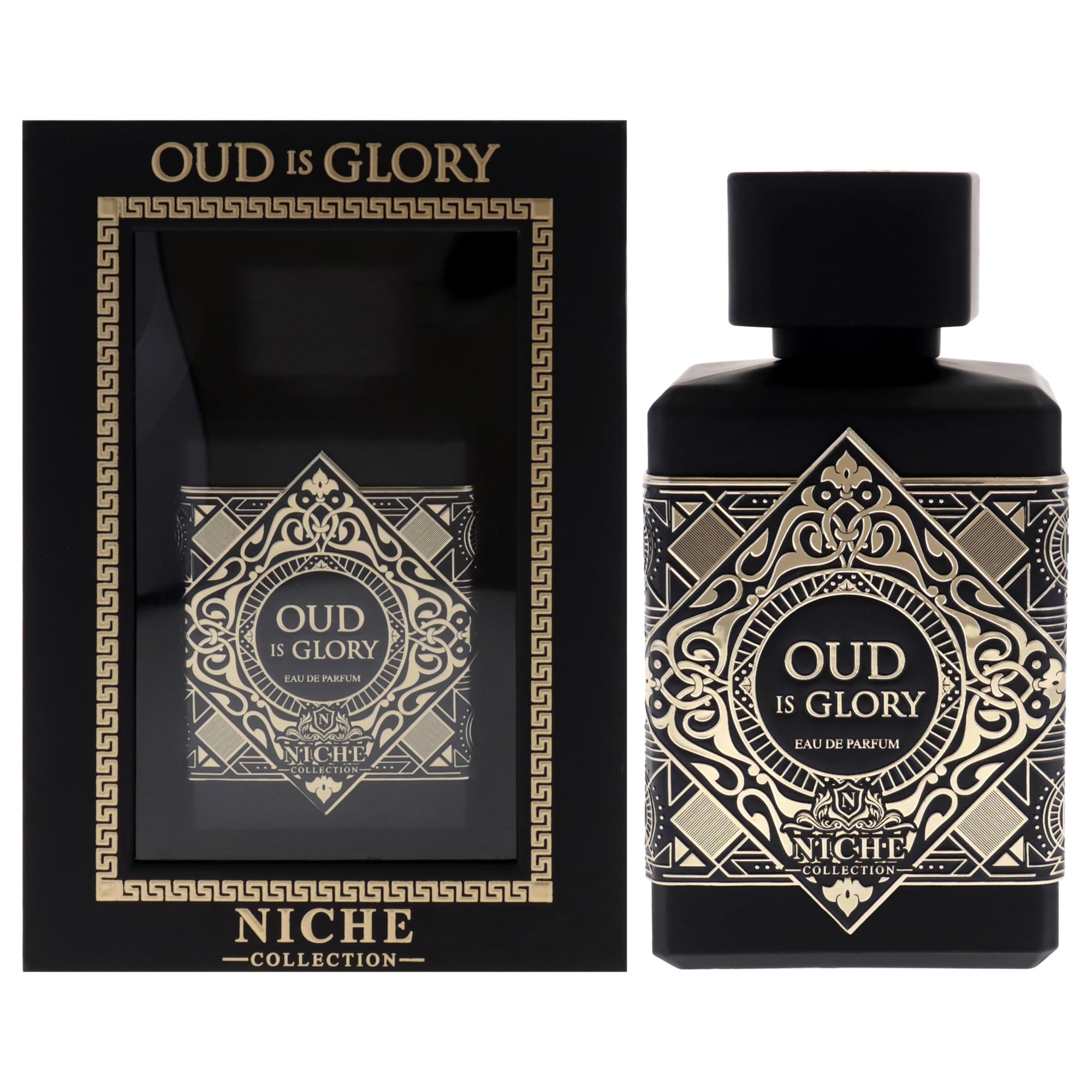 Khalis Oud Is Glory Niche Collection Eau de Parfum for Men, Intense Oud Saffron and Sandalwood Fragrance, 3.4 oz Spray