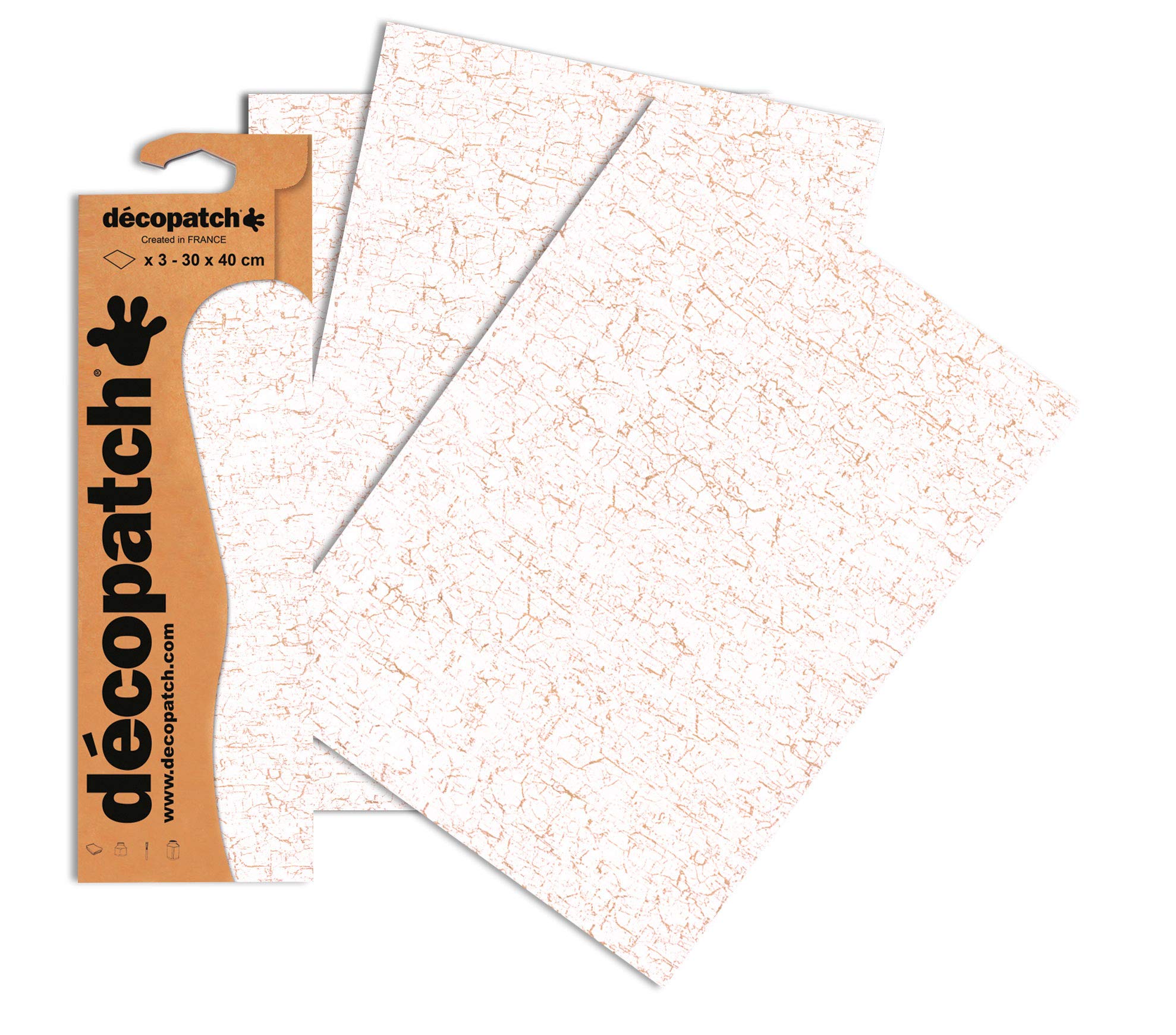 Decopatch Papers - Pack of 3 sheets - 11 3/4 x 15 3/4 - White Crackle