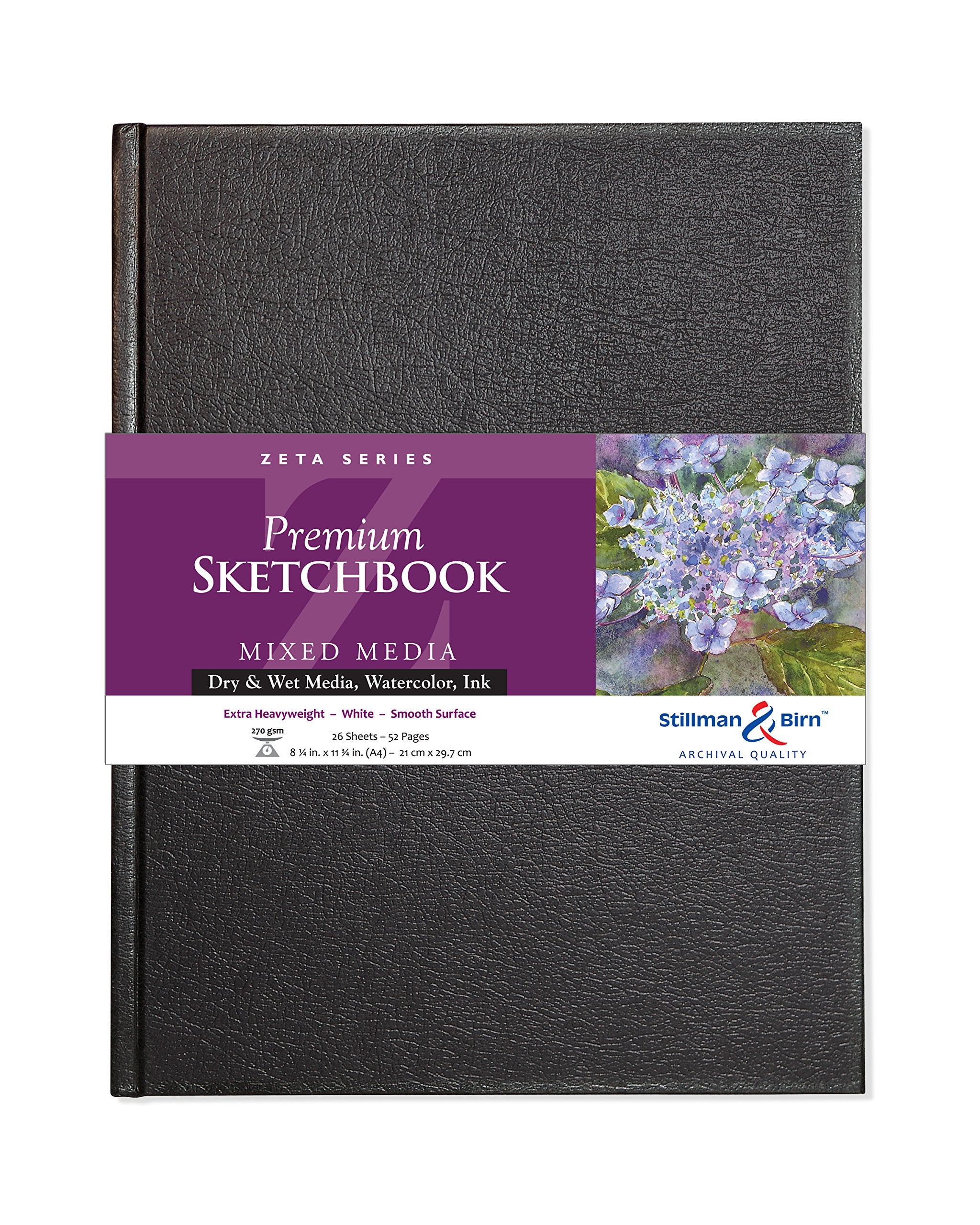 Serie Zeta de Stillman & Birn: cuaderno de bocetos de tapa dura, formato vertical, tamaño A4 de 8 x 11 pulgadas, papel blanco de 270 g/m²