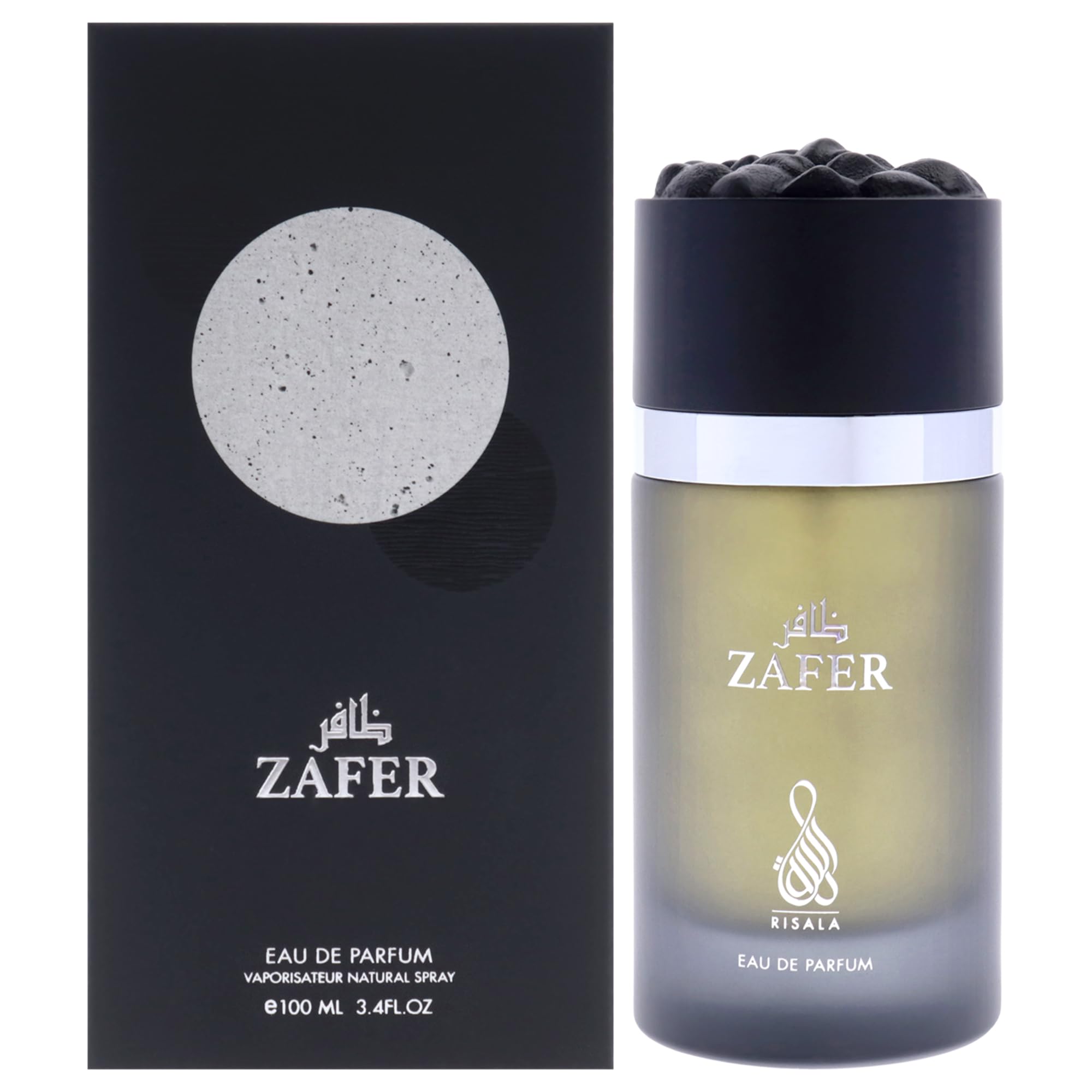 Risala Zafer Eau de Parfum Unisex, Woody Spicy Fragrance with Grapefruit Cardamom Cinnamon and Vetiver, 3.4 oz Spray