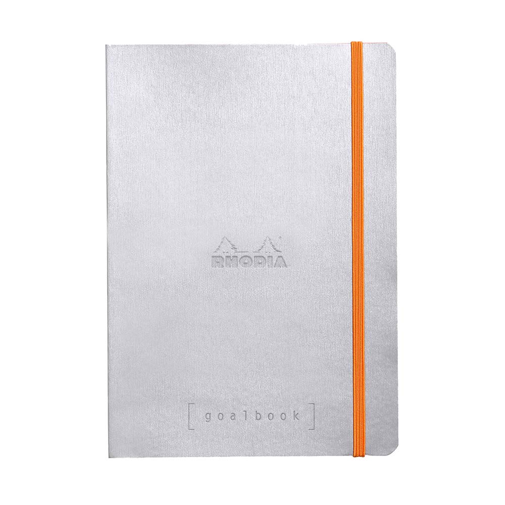 Cuaderno de tapa blanda Rhodia Goalbook - Cuadrícula de puntos, 224 páginas numeradas - 6 x 8 1/4 - Plata