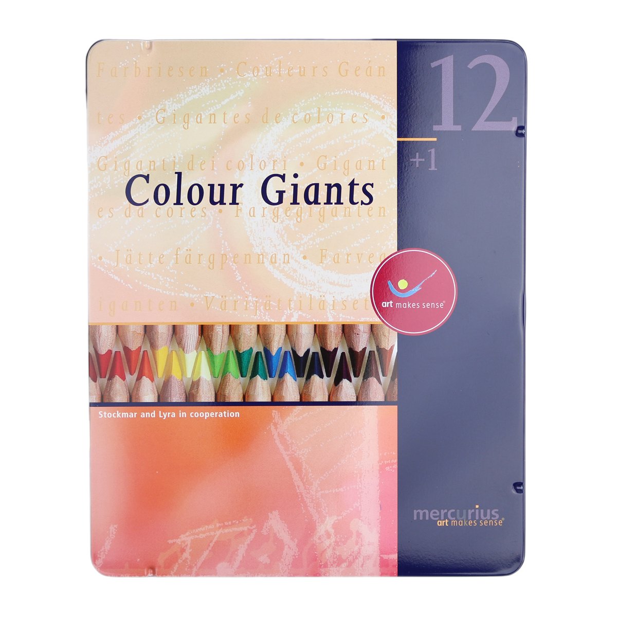 Lápices gigantes de colores Mercurius Stockmar AMS, juego de 12 en estuche metálico