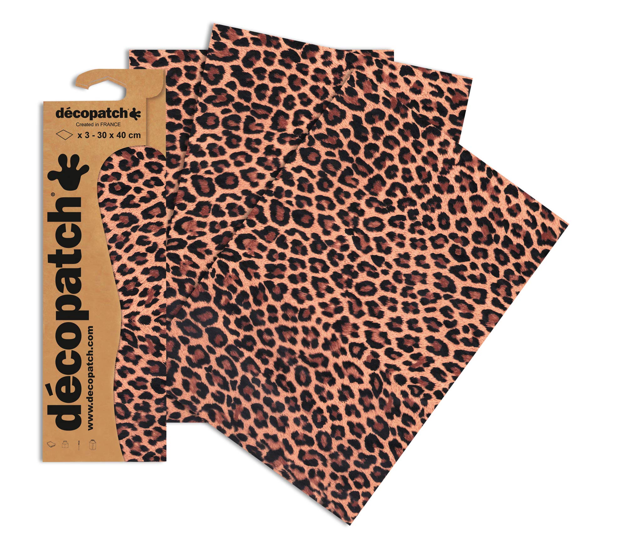 Decopatch Papers - Pack of 3 sheets - 11 3/4 x 15 3/4 - Brown Leopard
