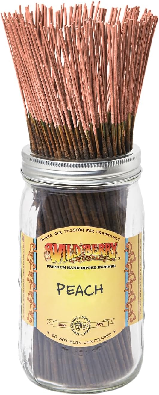 Wild Berry Peach Incense Sticks, 100 Count Hand-Dipped Aromatic Incense