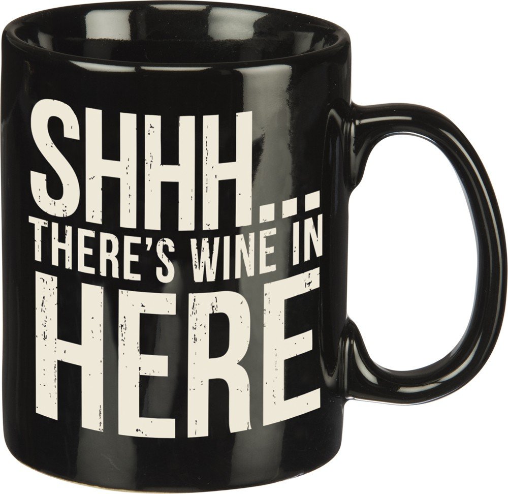 Taza de café de cerámica Primitives By Kathy 25378, 20 oz, Hay vino aquí