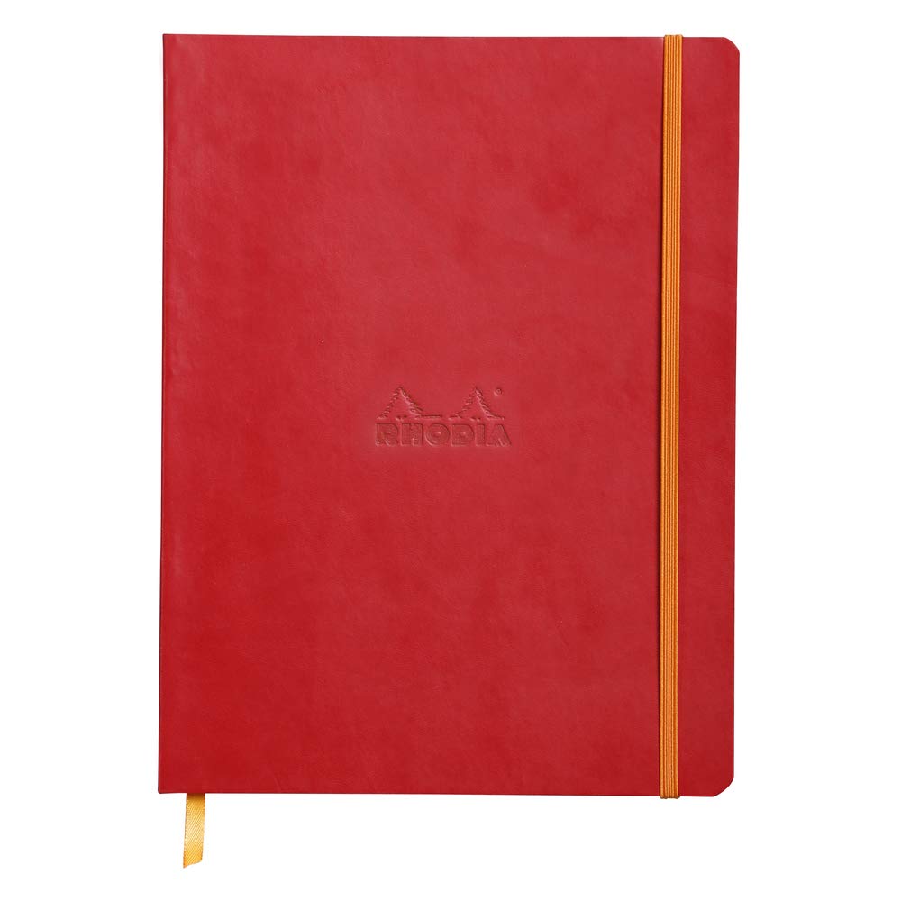 Rhodia Rhodiarama Softcover Notebook - 80 Lined Sheets - 9 3/4 x 7 1/2 - Poppy