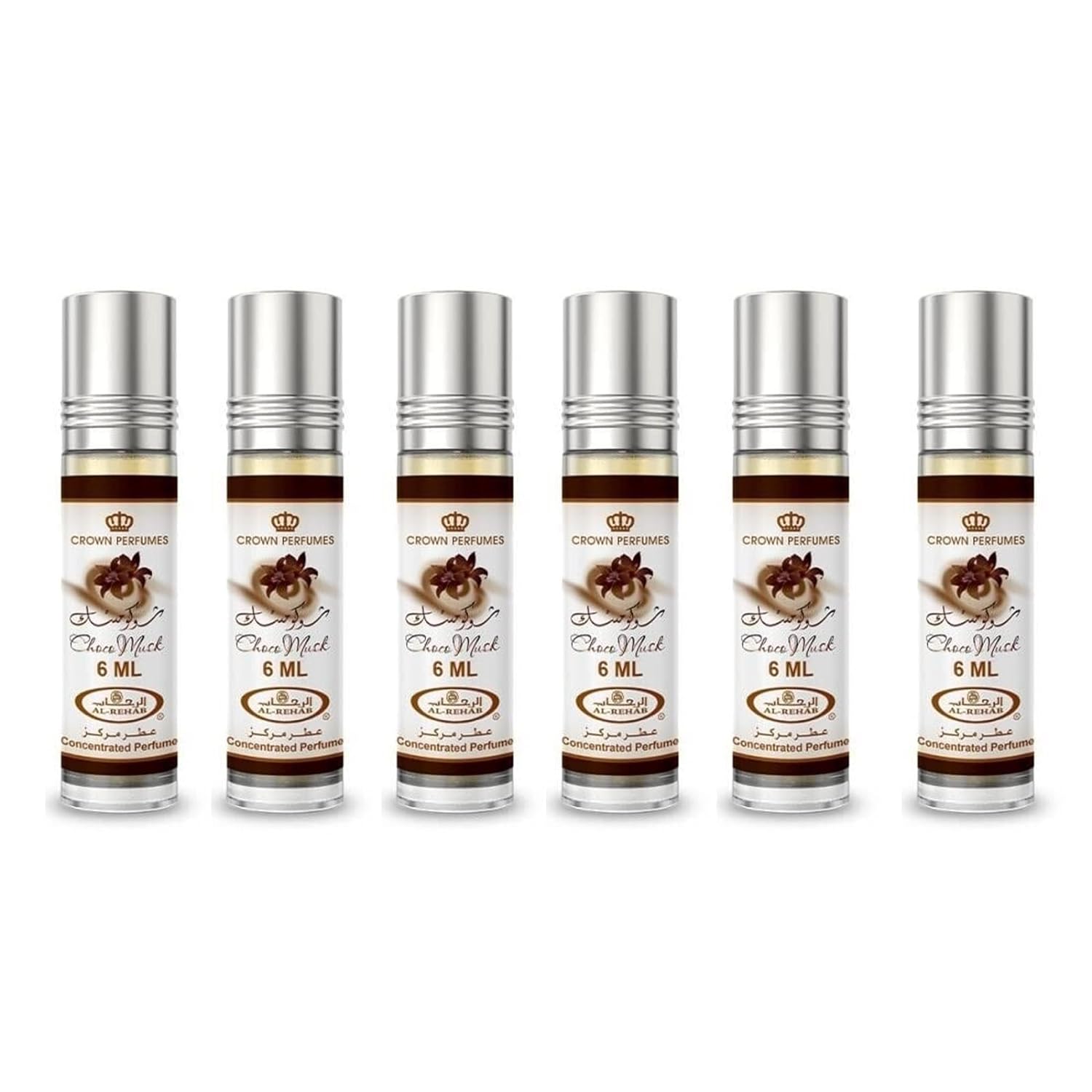 (Paquete de 6) Aceite perfumado en roll-on Choco Musk de Al-Rehab, 6 ml