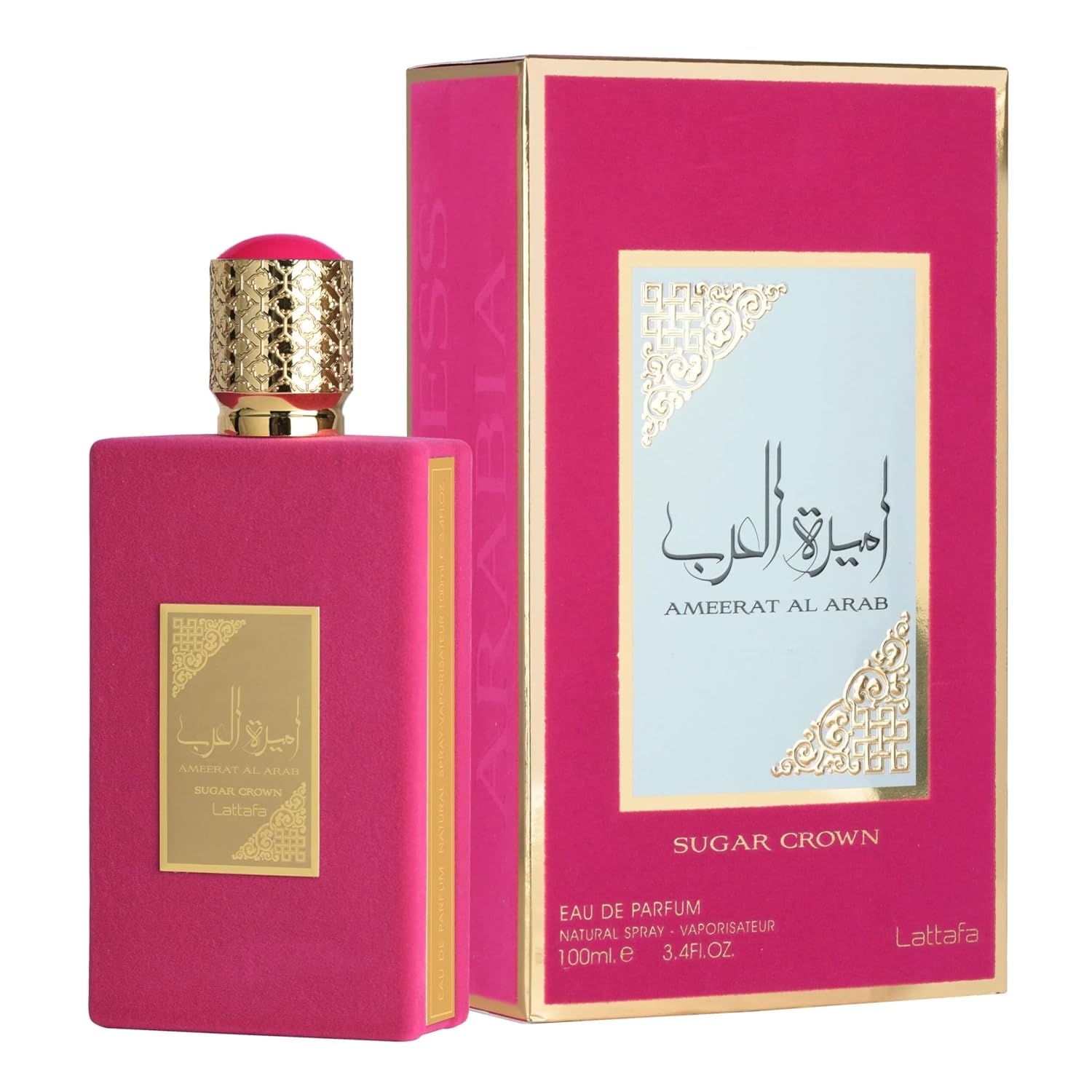 Lattafa Ameerat Al Arab Sugar Crown EDP for Women, Sweet Floral, 3.4 Oz