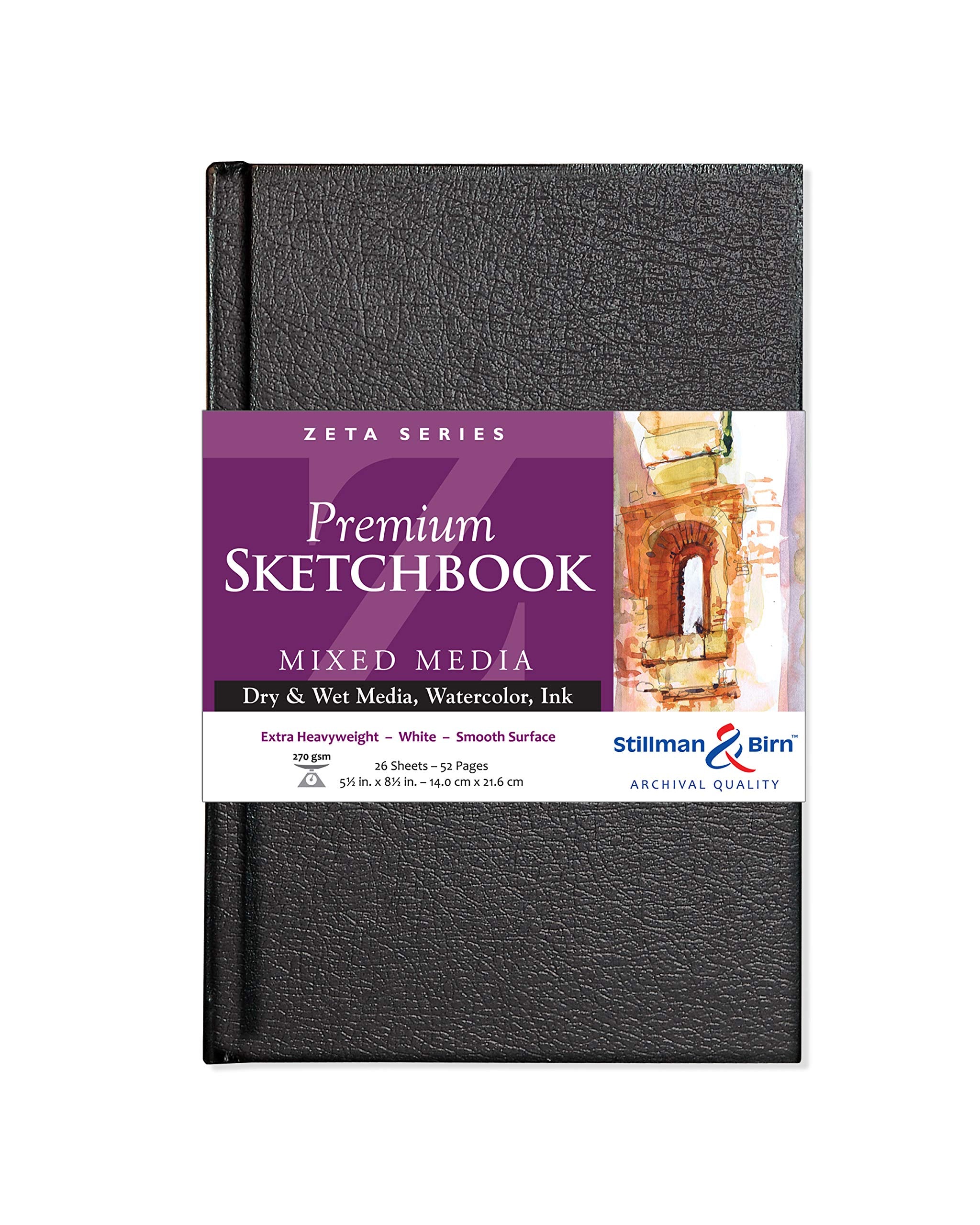 Stillman & Birn Zeta Series - Cuaderno de bocetos de tapa dura - Retrato 5 x 8 - Papel blanco de 270 g/m²