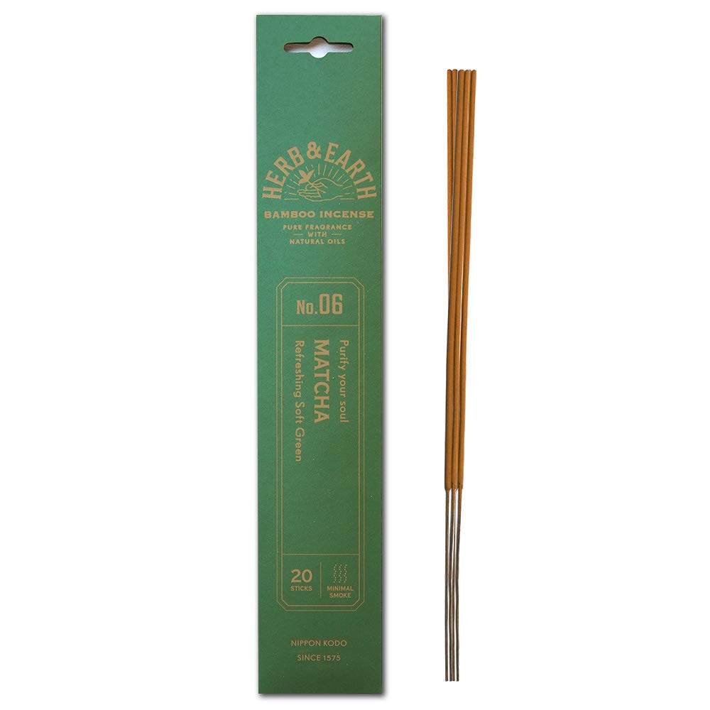 Incienso japonés de bambú, Matcha, Herb and Earth, 20 varillas
