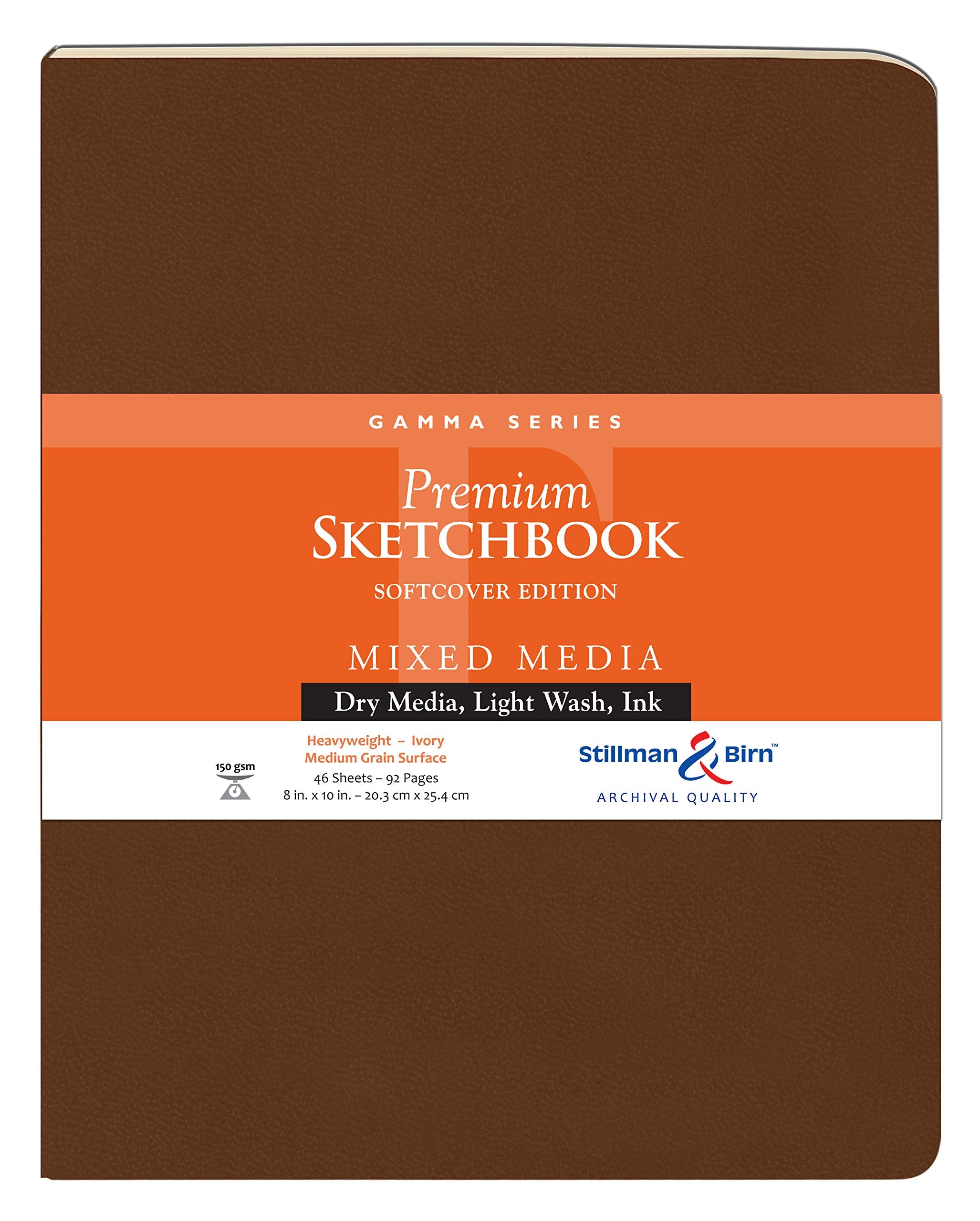 Serie Gamma de Stillman & Birn: cuaderno de bocetos de tapa blanda, formato vertical, 8 x 10, papel marfil de 150 g/m²