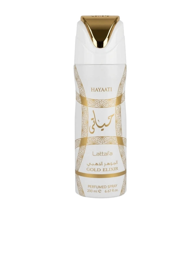 Lattafa Hayaati Gold Elixir Perfumed Body Spray for Unisex 6.7 Ounce (200 ml)