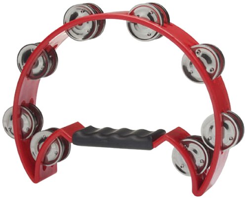 Pandereta de plástico Stagg TAB-2 RD con 16 cascabeles, color rojo, pulgadas