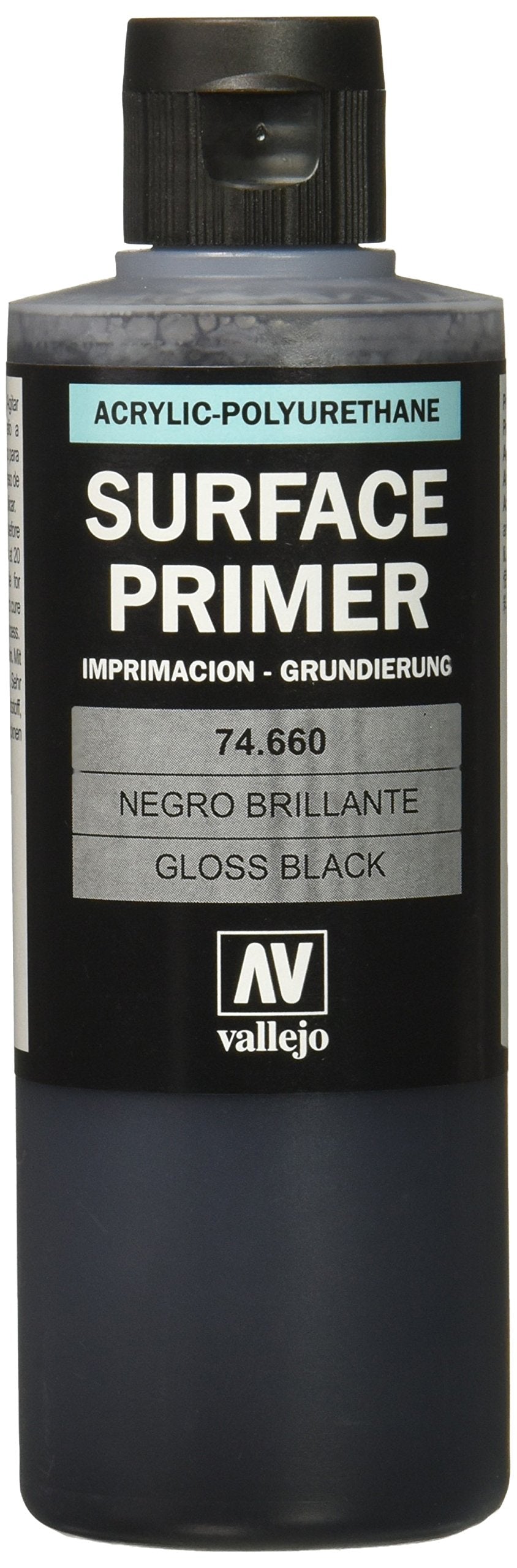 Imprimación de pintura negra brillante Vallejo de 200 ml