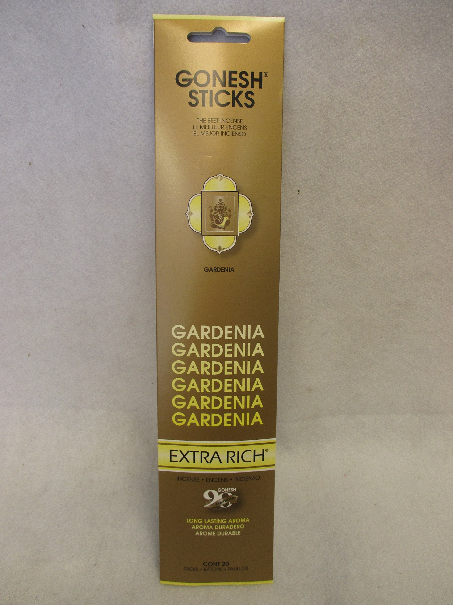 Incienso Gonesh Extra Rich Gardenia, 12 paquetes de 20 (240 unidades)