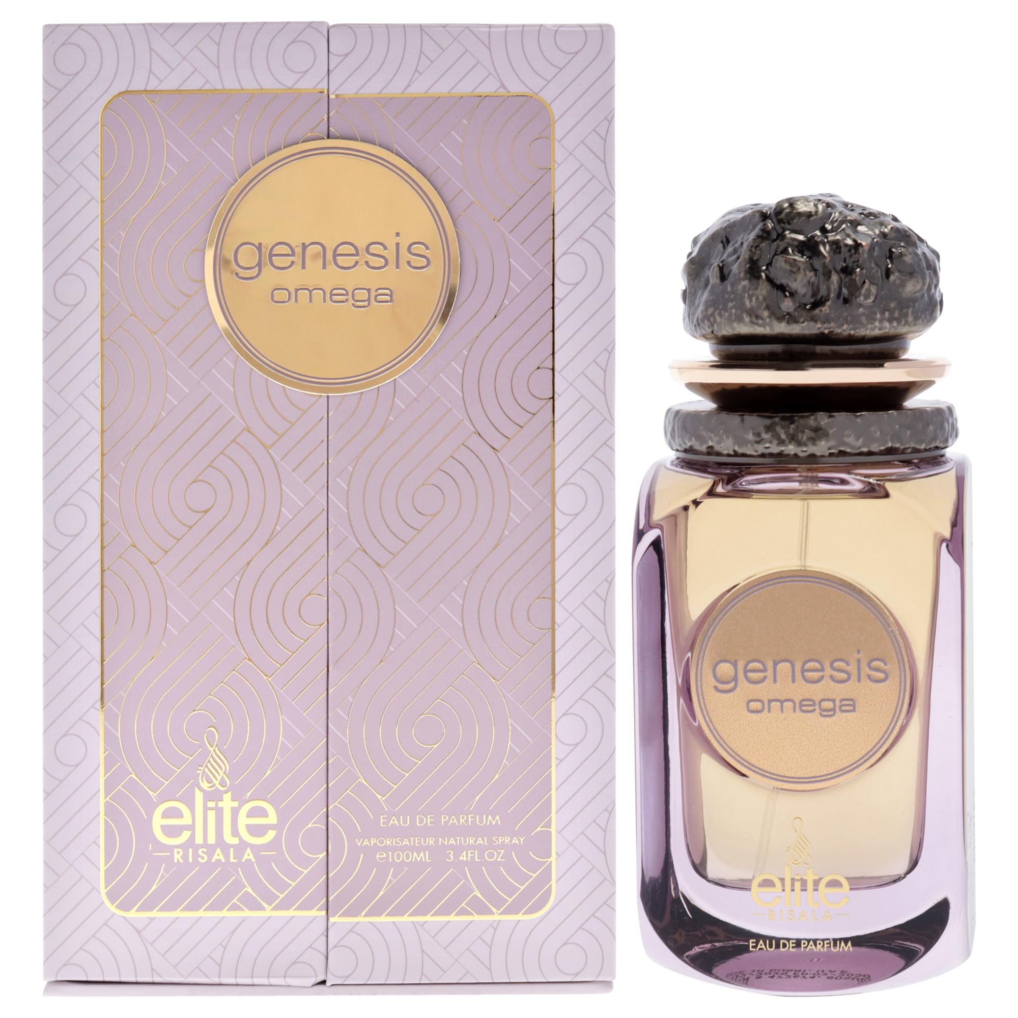 Risala Elite Genesis Omega Eau de Parfum for Men, Woody Aromatic Aquatic Fragrance with Citrus Plum Ambergris and Patchouli, 3.4 oz Spray