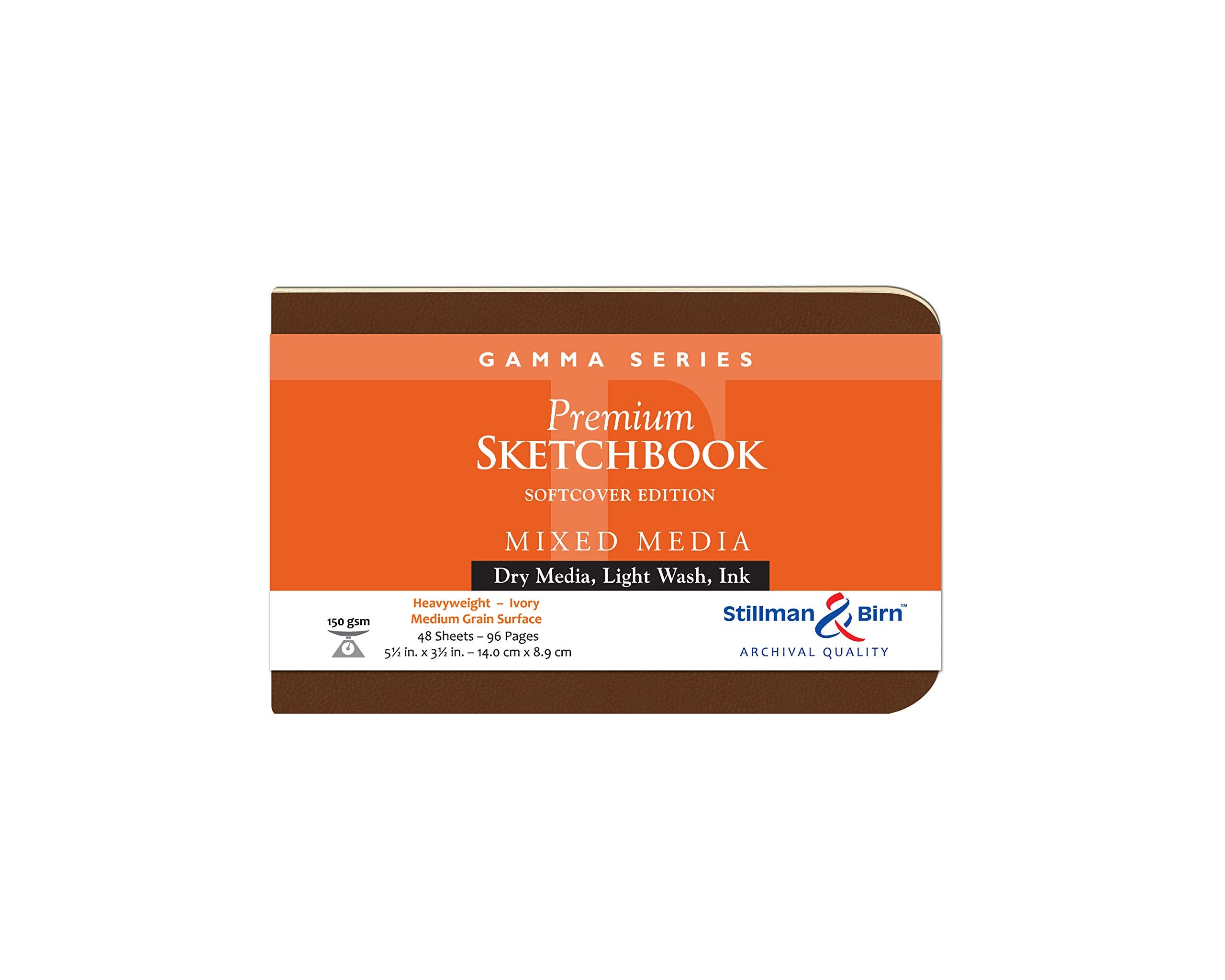 Serie Gamma de Stillman & Birn: cuaderno de bocetos de tapa blanda, formato horizontal, 5 x 3, papel marfil de 150 g/m²