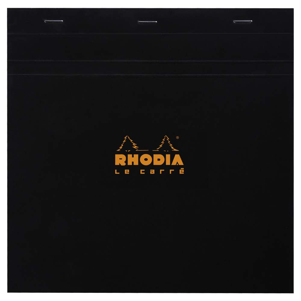 Bloc de notas Rhodia con grapas - Cuadrícula 80 hojas - 8 1/4 x 8 1/4 - Tapa negra