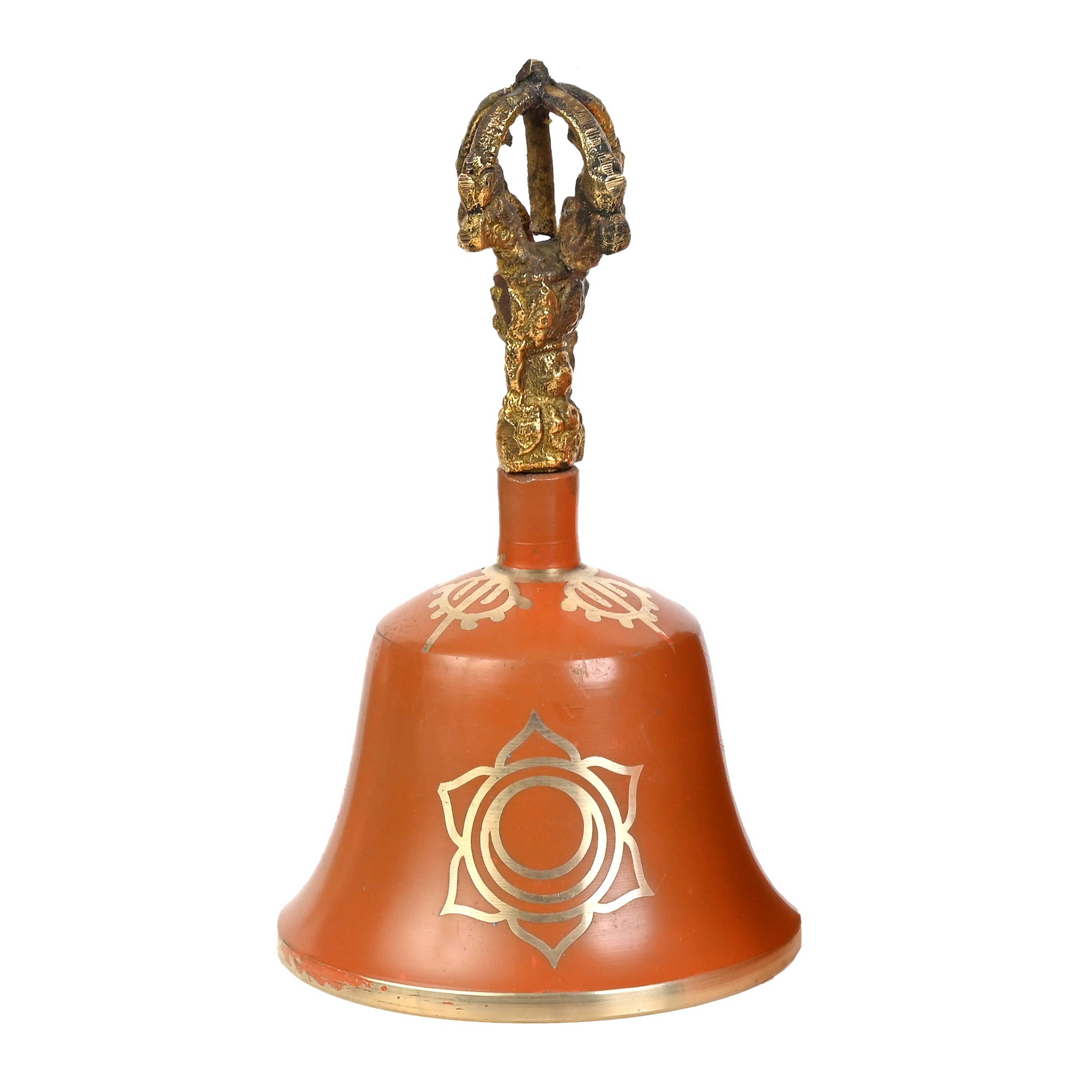 Campana tibetana naranja para el chakra sacro (nota C) - 5,5 pulgadas de alto x 3 pulgadas de profundidad - Meditación de chakras en armonía