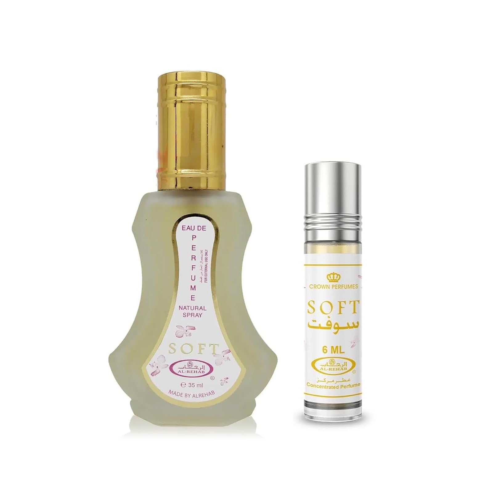 Set de 2 piezas Al-Rehab Soft (1,18 oz EDP Spray + 0,20 oz Concentrado Perfume Rollerball)