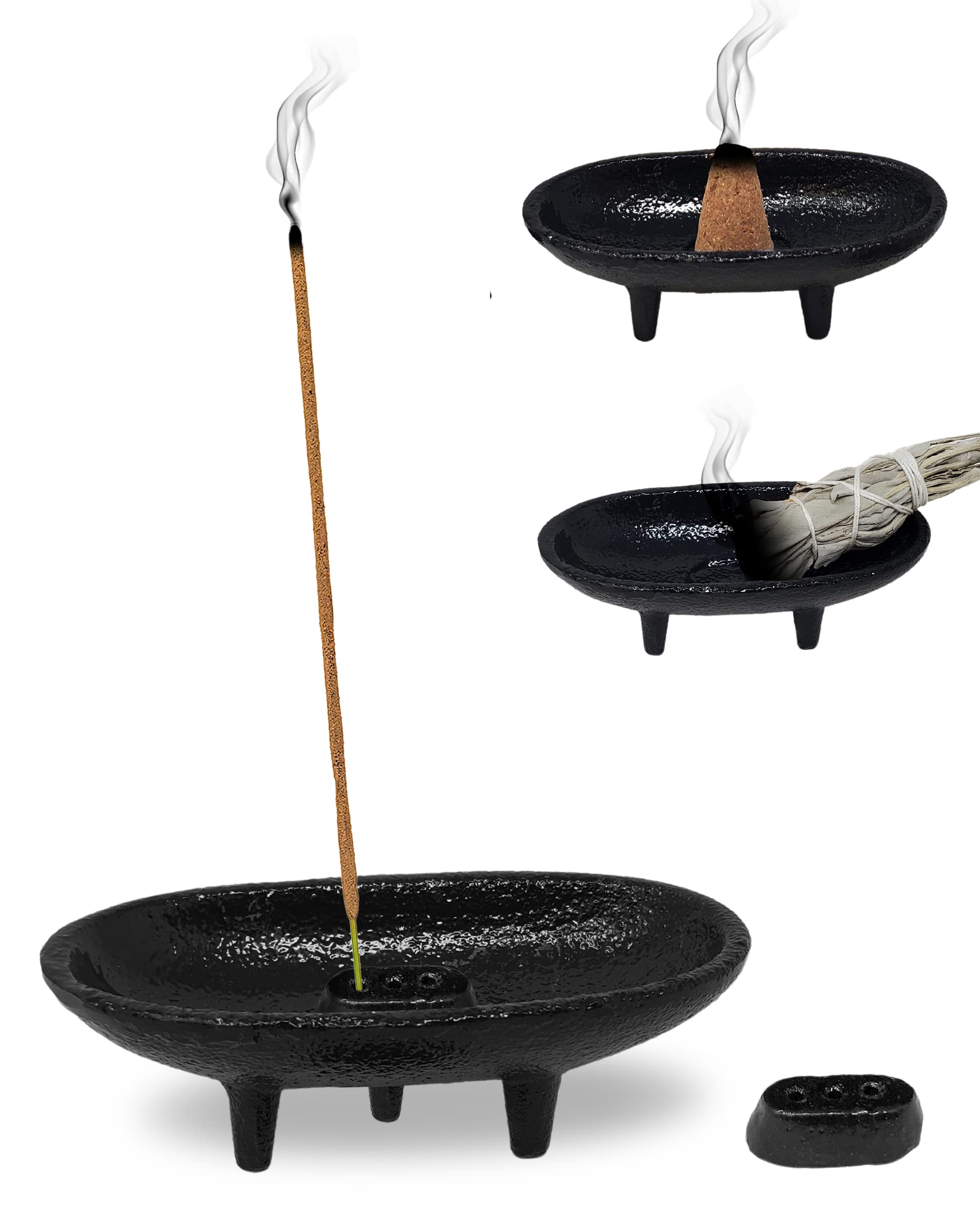 Quemador de incienso de hierro fundido de 4 x 2 pulgadas: ideal para limpiar, quemar incienso, realizar rituales y decorar