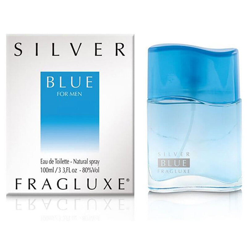 Fragluxe Silver Blue Eau de Toilette Men Fresh Aquatic Scent 3.3 oz Spray