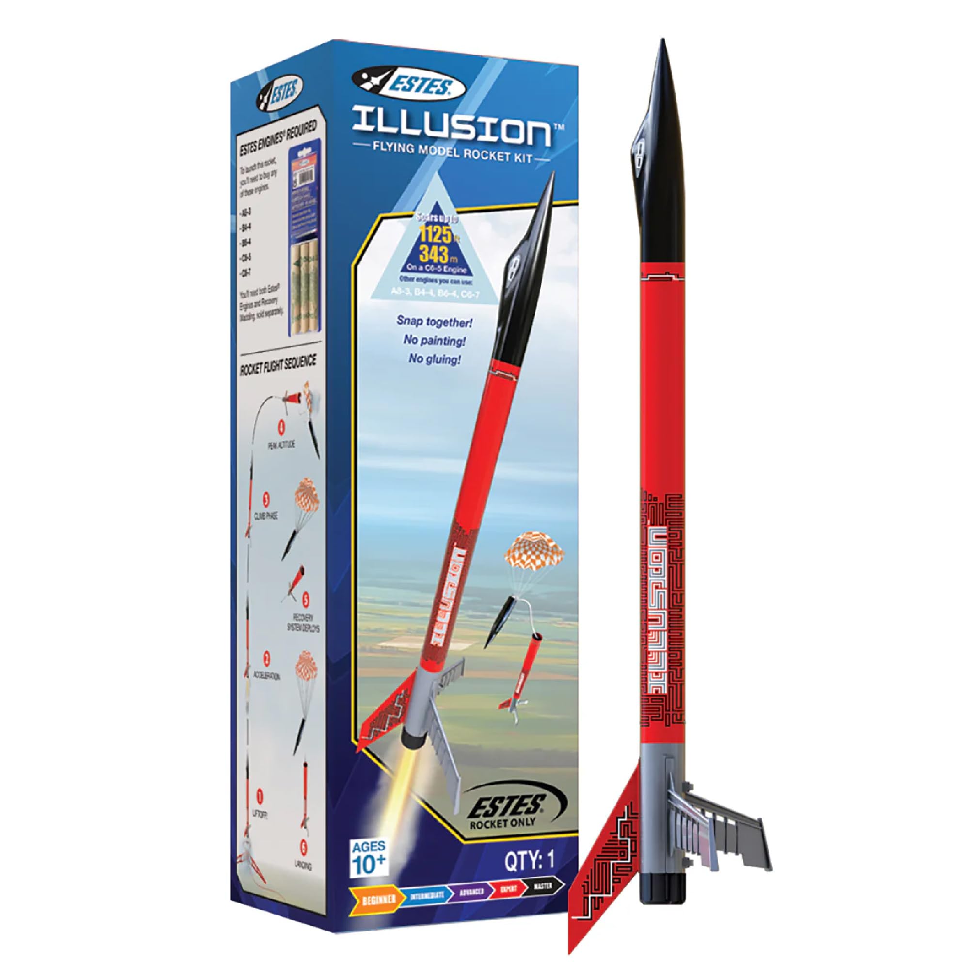 Estes 7299 Illusion Rocket-Building Kit, Beginner Snap-Together Flying-Rocket Model
