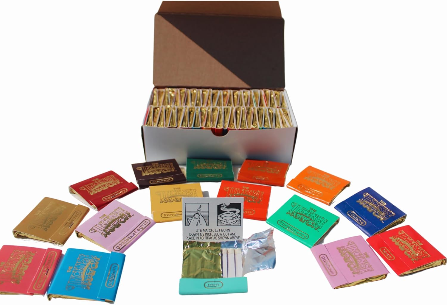 Box of 50 Incense Matches: Variety Pack - Eliminates Bathroom Odors While Adding Fragrance - 30 matchsticks per Matchbook, 1,500 matchsticks per Purchase