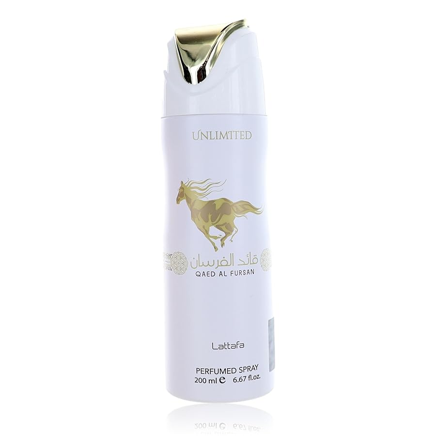 Lattafa Qaed Al Fursan Unlimited Perfumed Body Spray for Unisex 6.7 Ounce (200 ml)