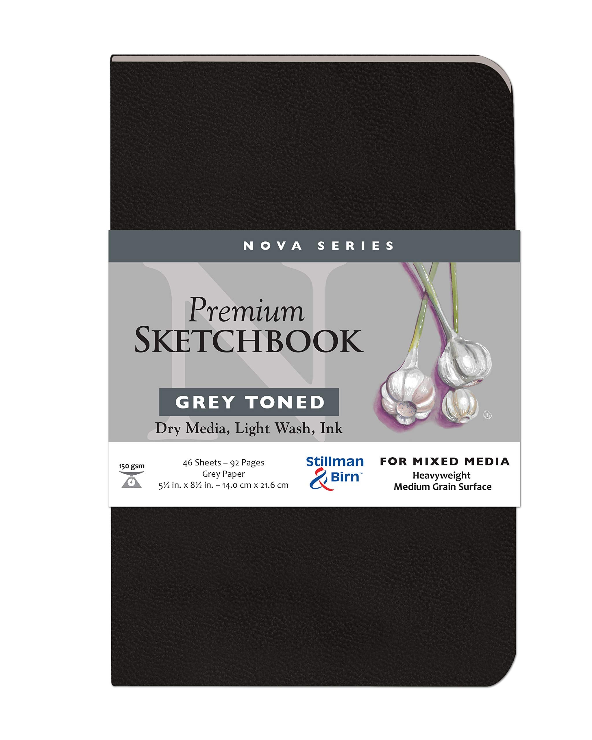 Serie Nova de Stillman & Birn: cuaderno de bocetos de tapa blanda, vertical, 5 x 8, papel gris de 150 g/m²