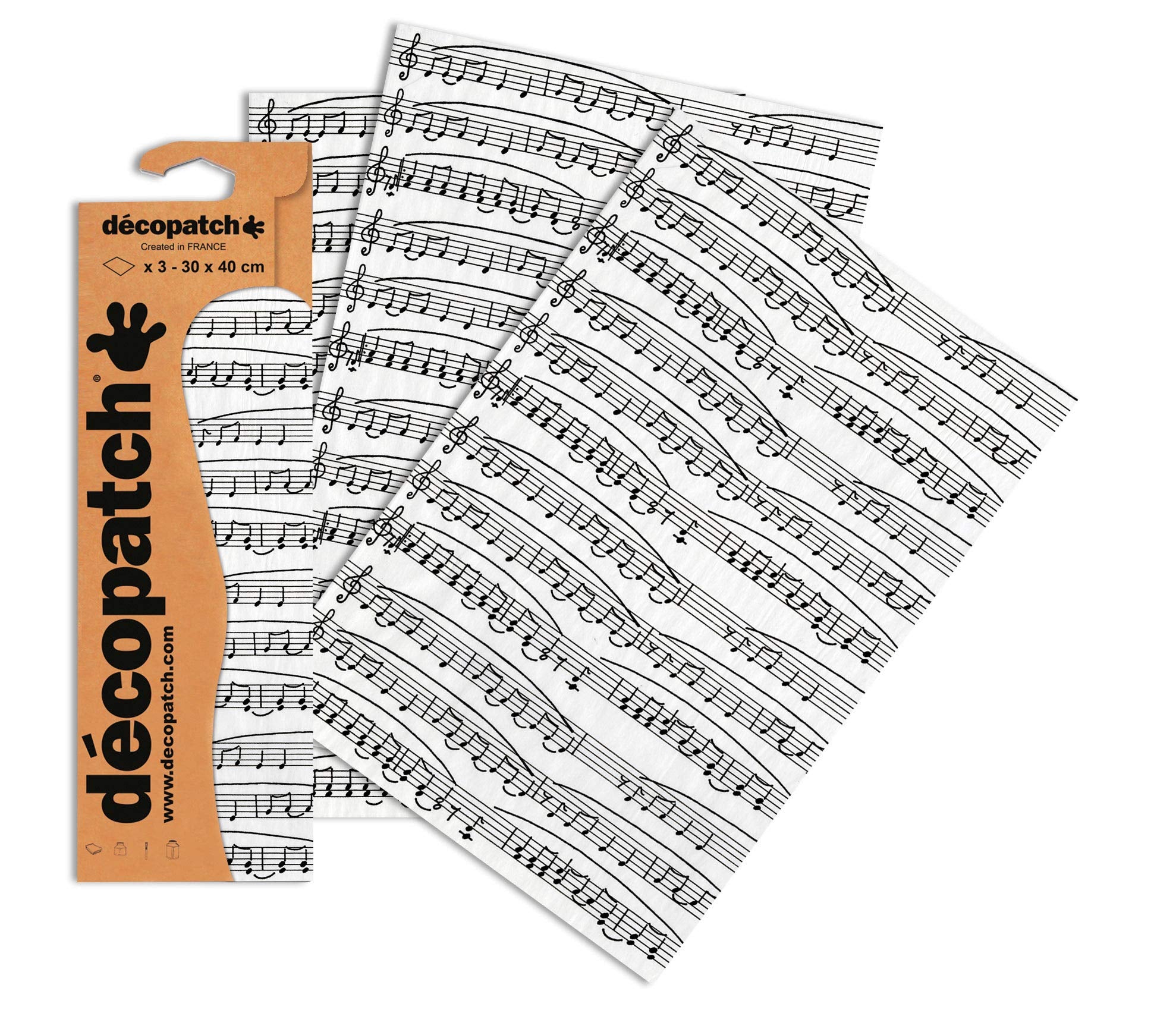 Decopatch Papers - Pack of 3 sheets - 11 3/4 x 15 3/4 - Music