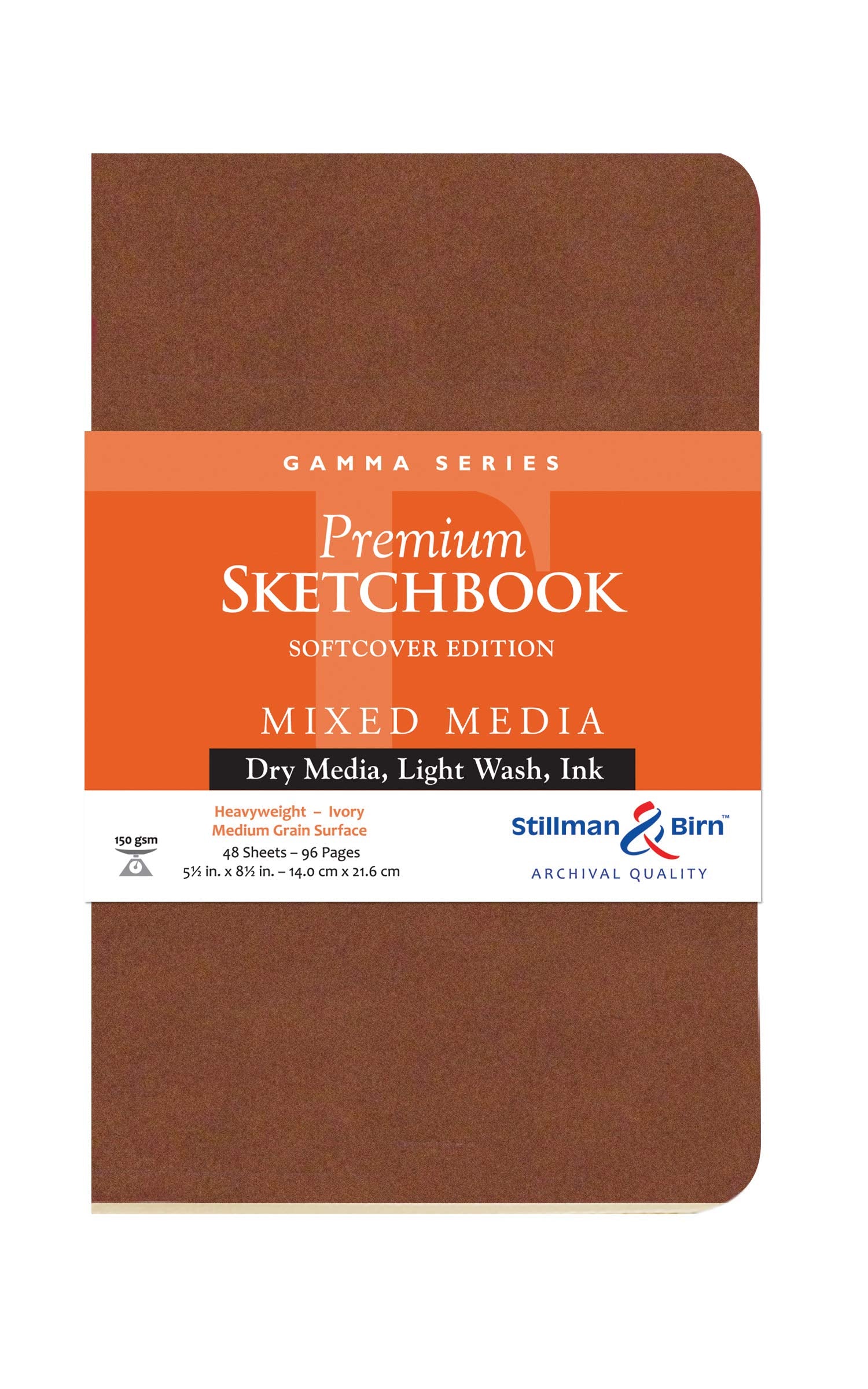 Serie Gamma de Stillman & Birn: cuaderno de bocetos de tapa blanda, formato vertical, 5 x 8, papel marfil de 150 g/m²