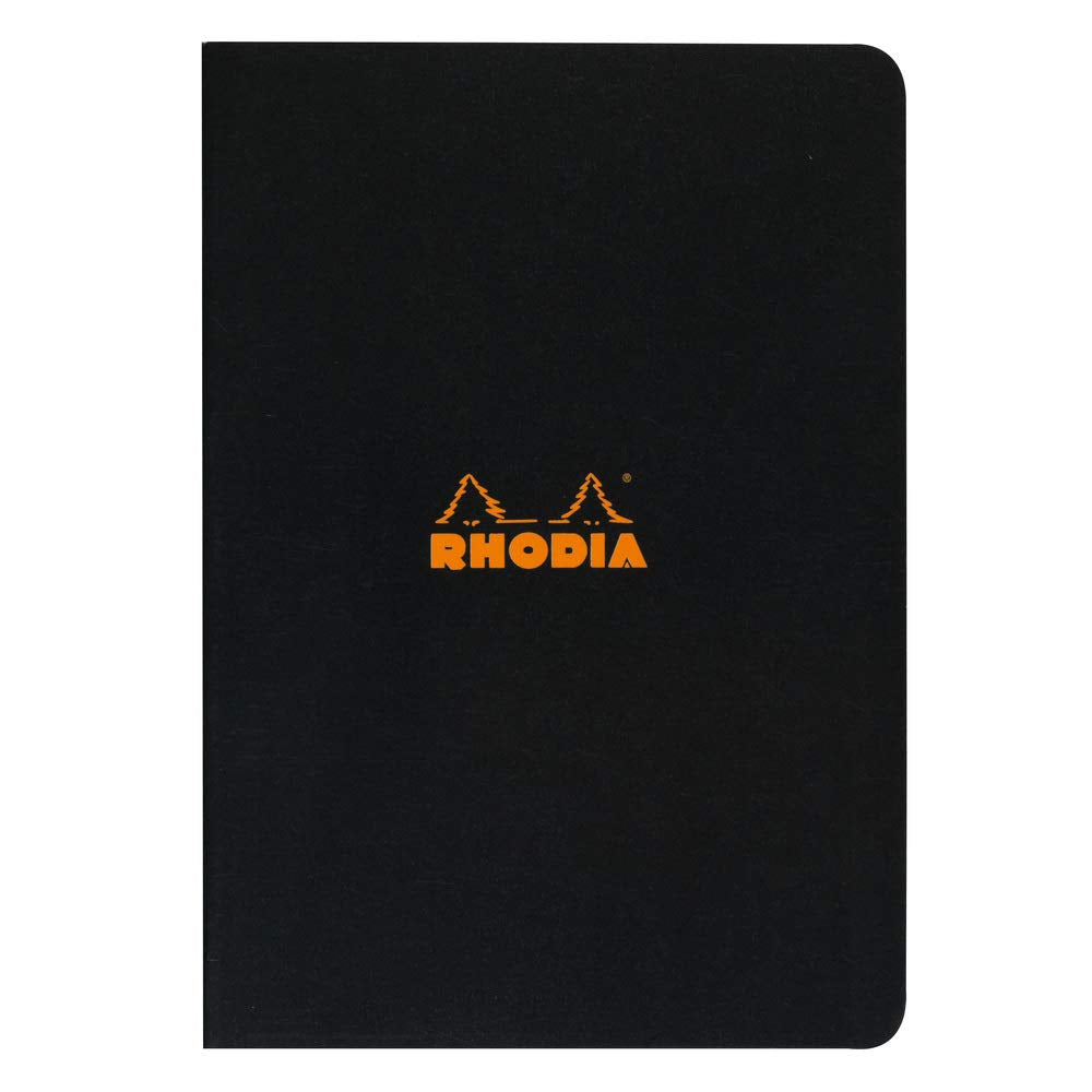 Rhodia Slim Staplebound Notebook - Lined 48 sheets - 8 1/4 x 11 3/4 - Black cover