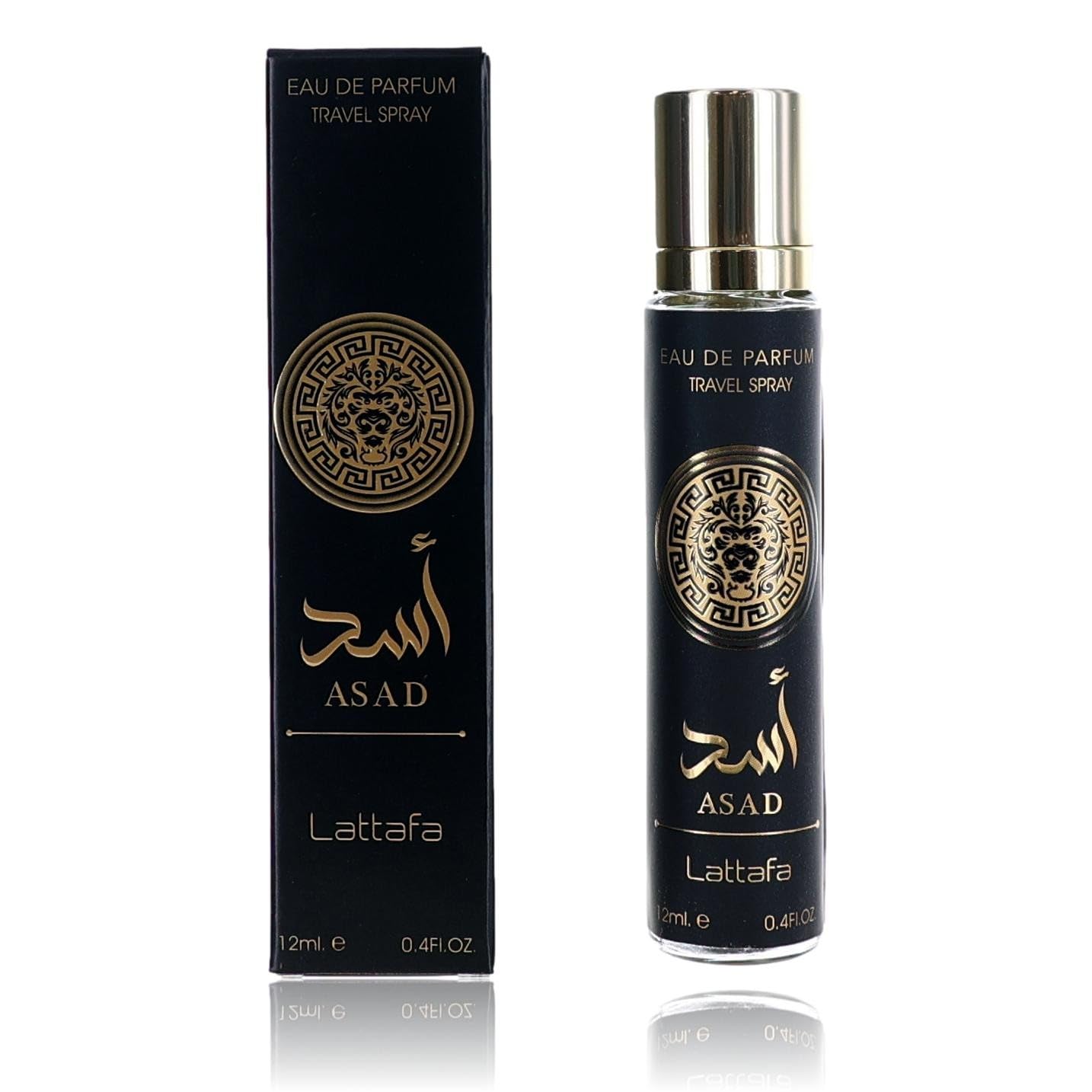 Lattafa Asad Eau de Parfum Travel Spray, 0.4 Fl Oz (12 ml)