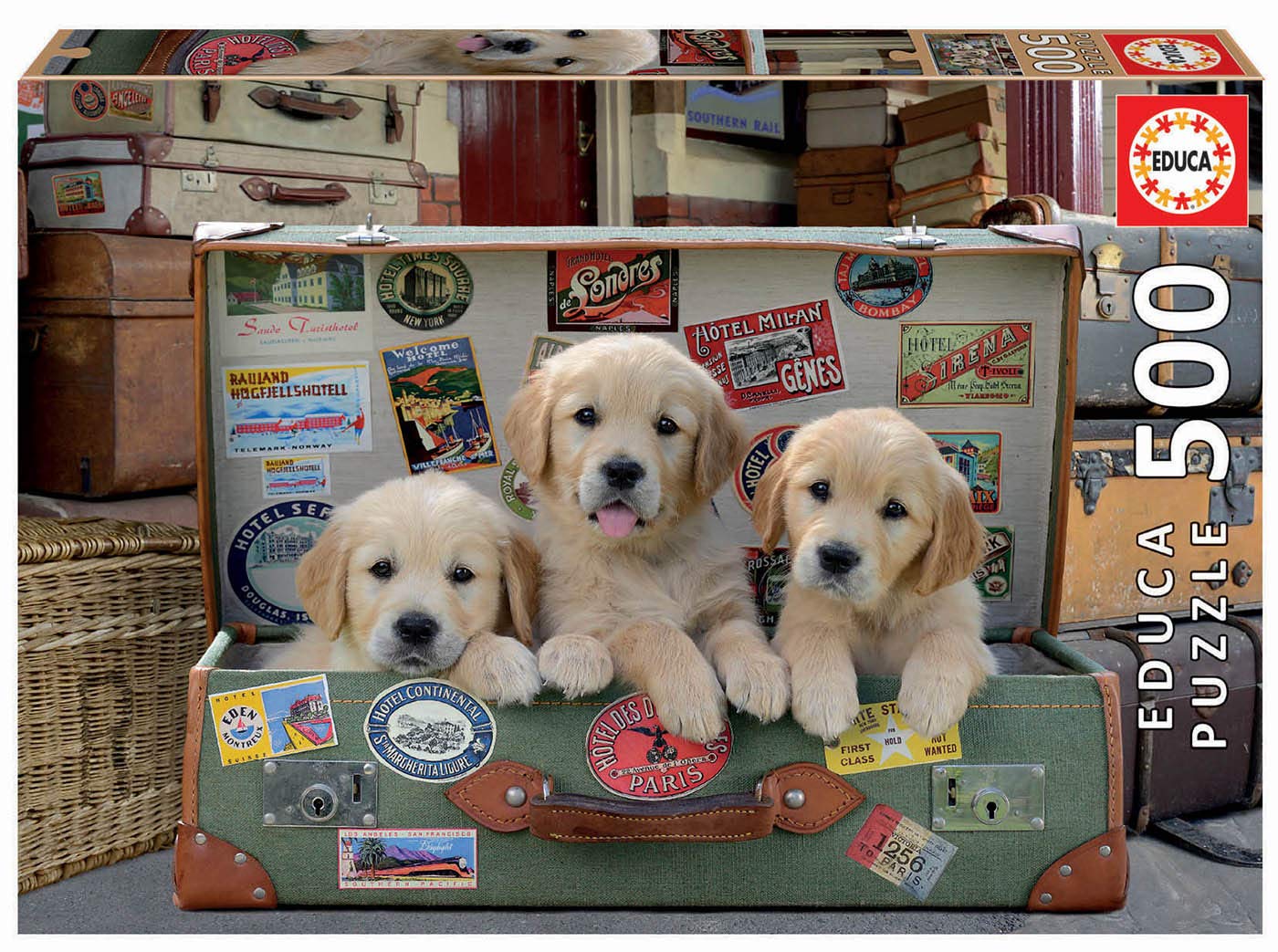 Educa 500 Pc Puppies in the Luggage Puzzle