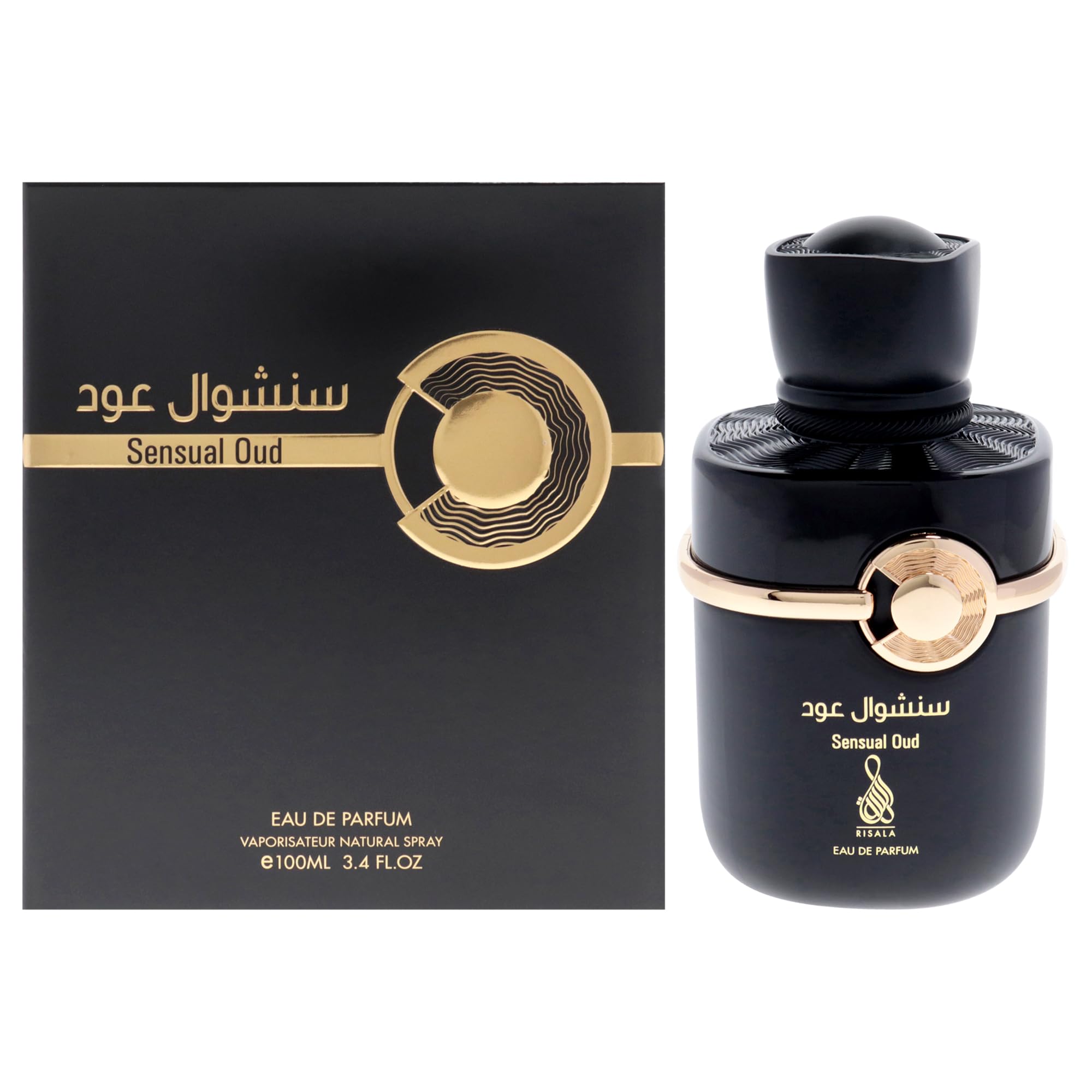 Risala Sensual Oud EDP Unisex, Woody Floral Spicy Oud Fragrance 3.4 oz Spray