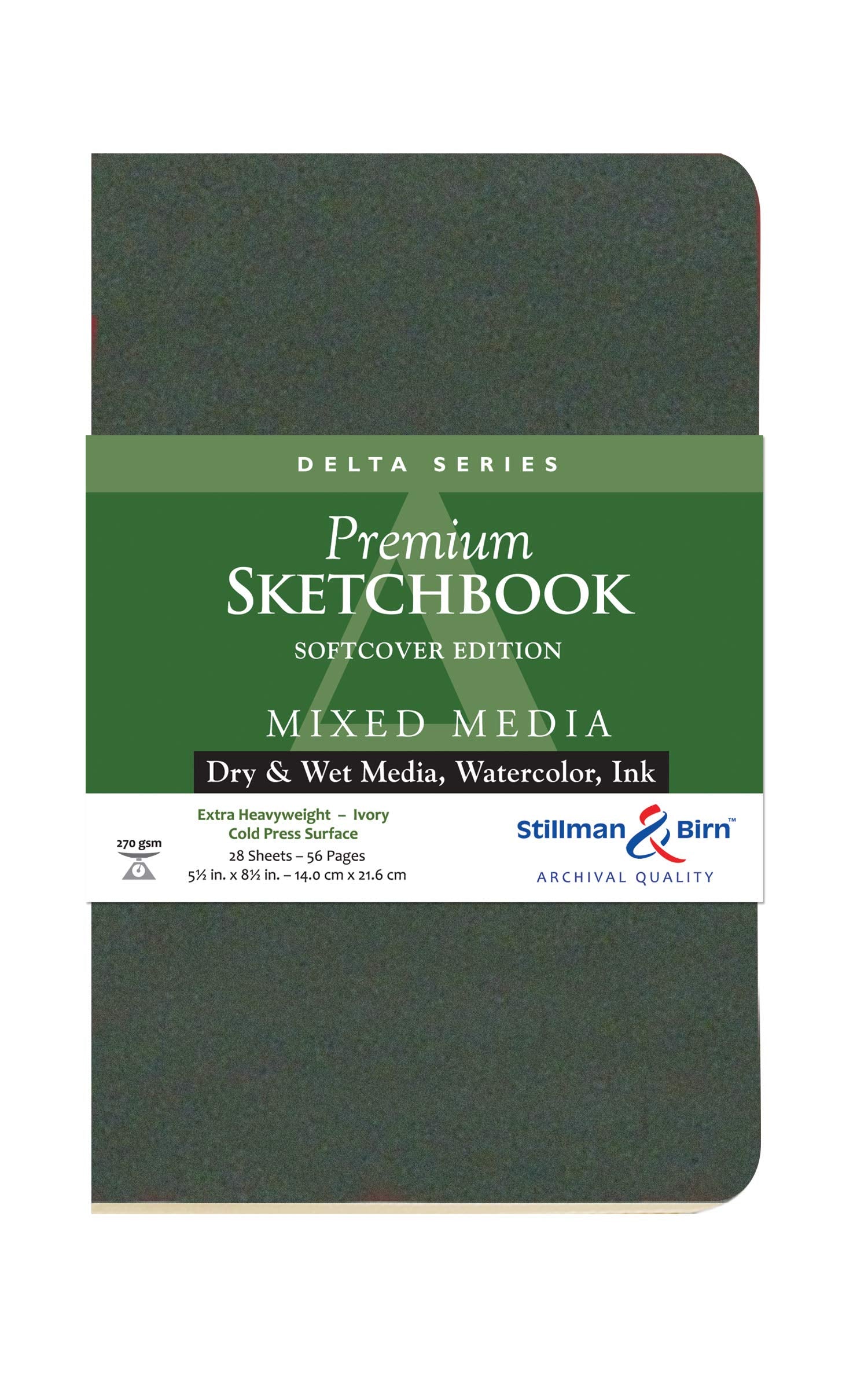 Cuaderno de bocetos de tapa blanda Stillman & Birn Delta Series, tamaño vertical, 5 x 8, papel marfil de 270 g/m²