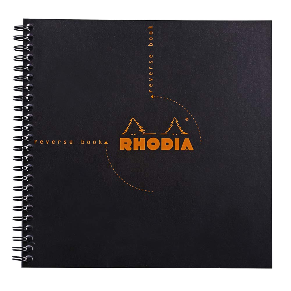 Rhodia Reverse Book & Dot Book - Gráfico 80 hojas - 8 1/4 x 8 1/4 - Tapa negra