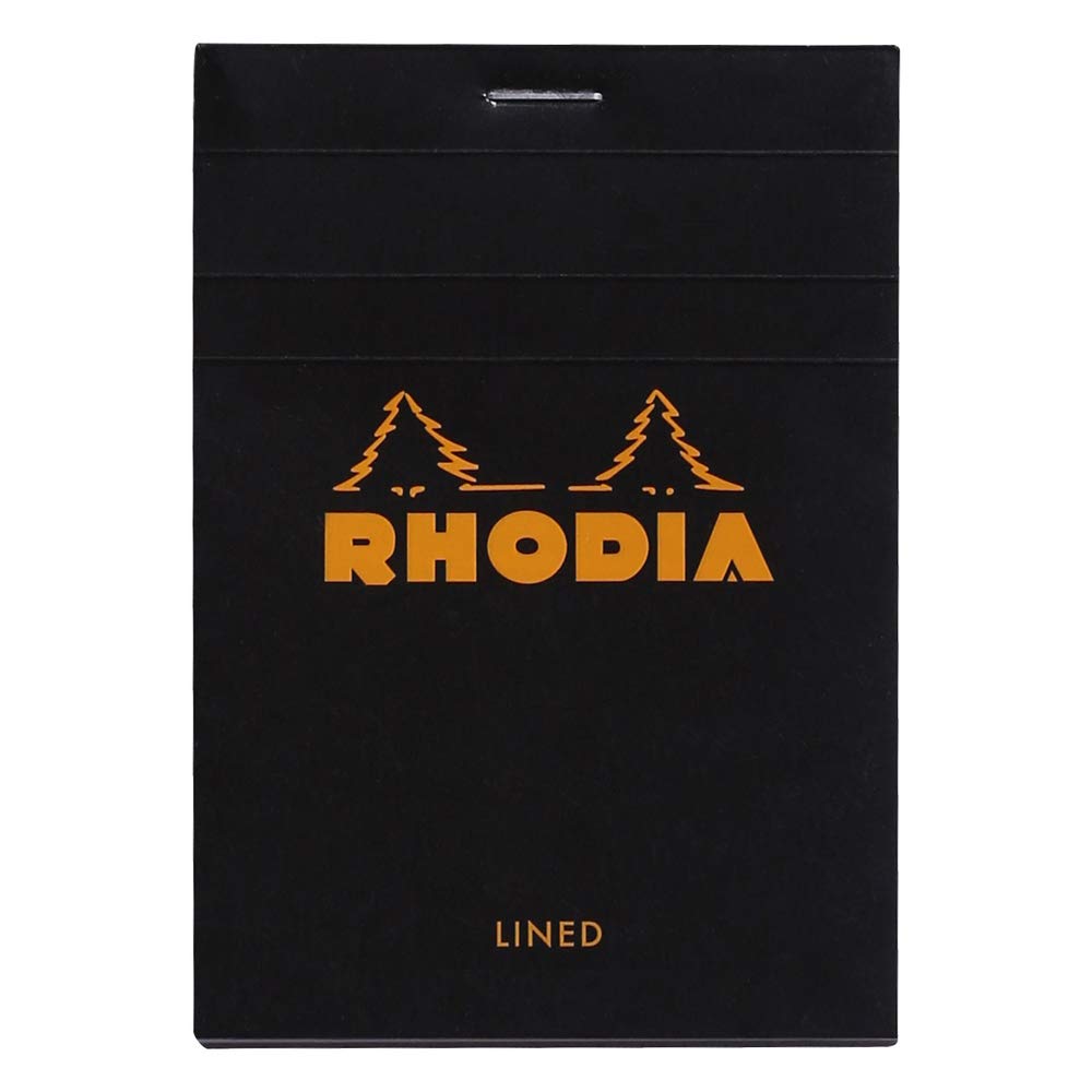 Bloc-notes agrafé Rhodia - Ligné 80 feuilles - 3 3/8 x 4 3/4 - Couverture noire