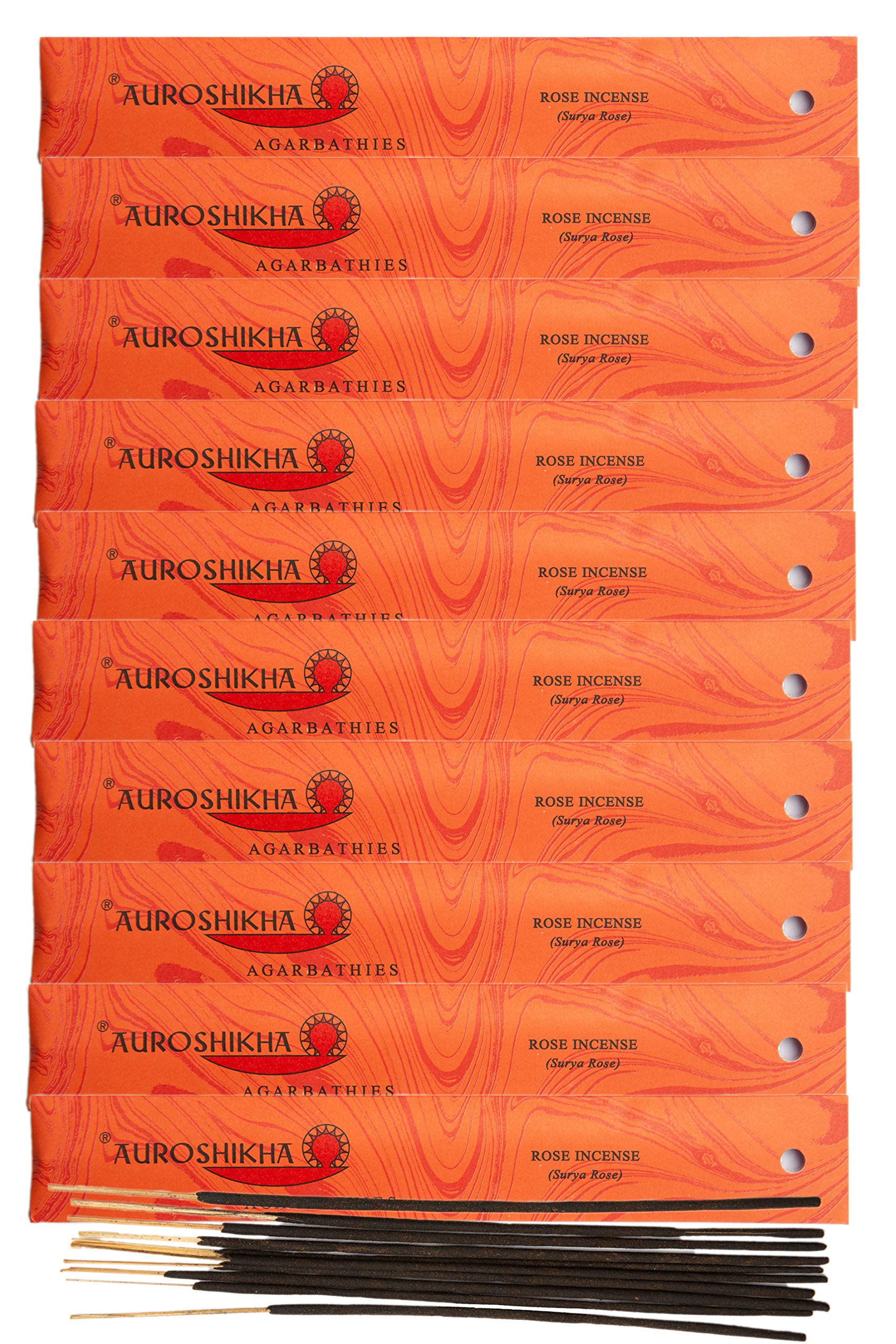 (Paquete de 10) Incienso Auroshikha Rose 10 varillas